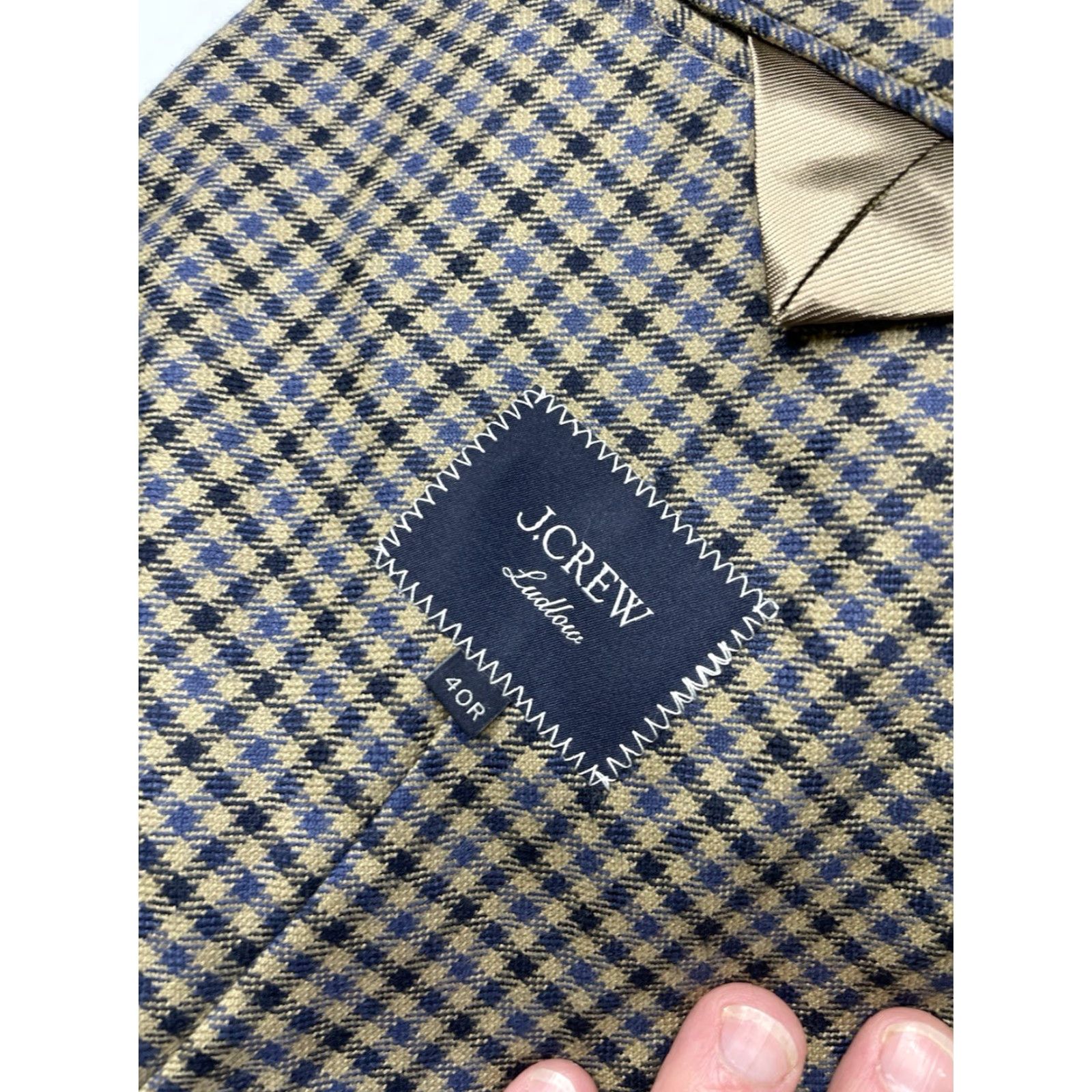 J.Crew J Crew Blazer 40R Check Wool Blend Ludlow Slim Unstructured Patch Moon Jacket Size 40R - 6 Thumbnail