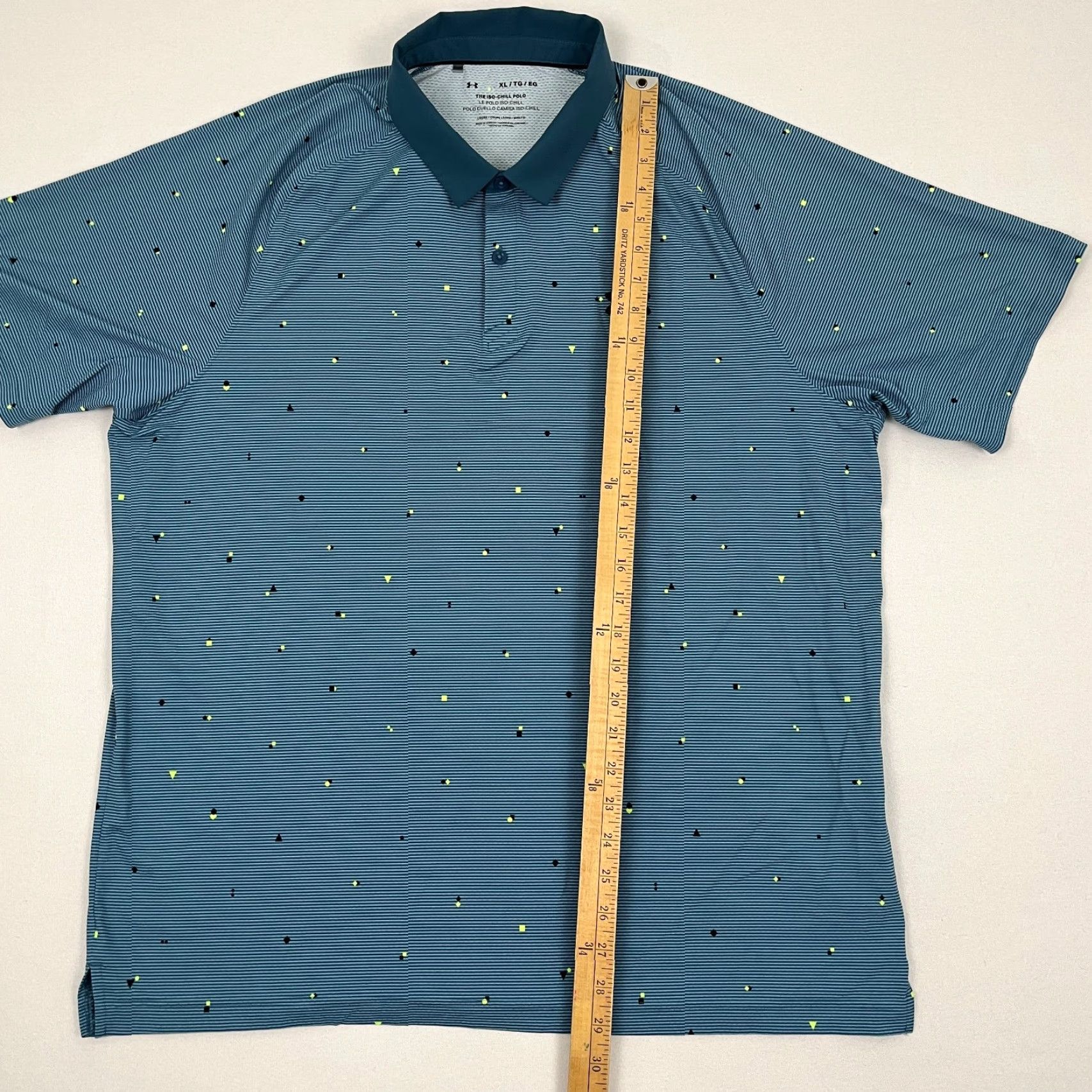 Under Armour Under Armour Shirt Mens XL Blue Geometric Stripe Polo Golf Performance Size US XL / EU 56 / 4 - 5 Thumbnail