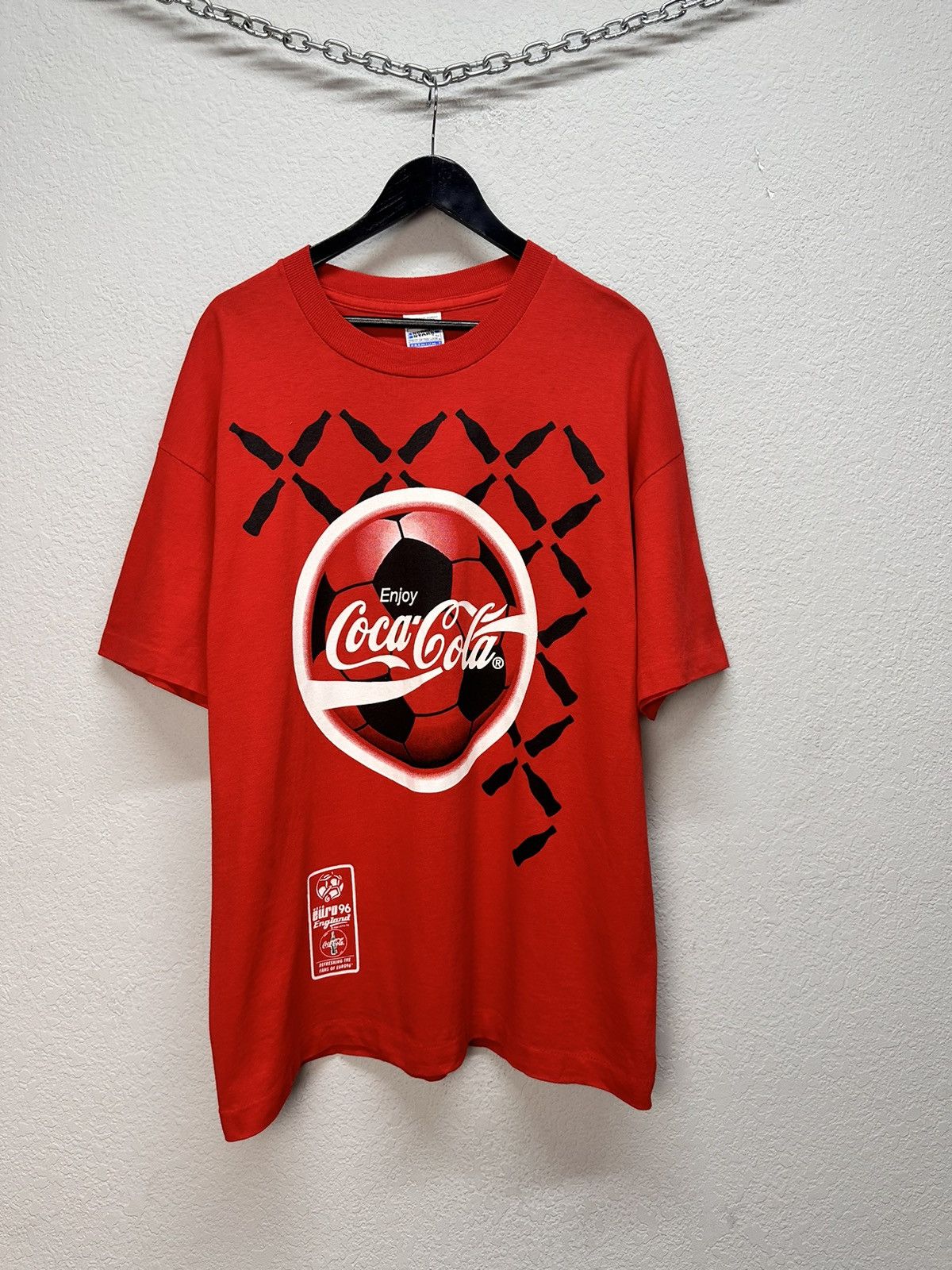 Coca Cola UEFA 1996 Euro Vintage 96 Coca Cola England Football Soccer Size US XL / EU 56 / 4 - 1 Thumbnail