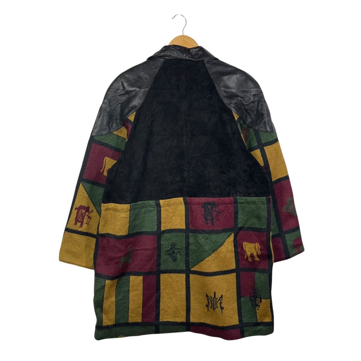 Vintage Felice Patchwork Leather Wool Coat Made in Japan Vintage Size US L / EU 52-54 / 3 - 4 Thumbnail