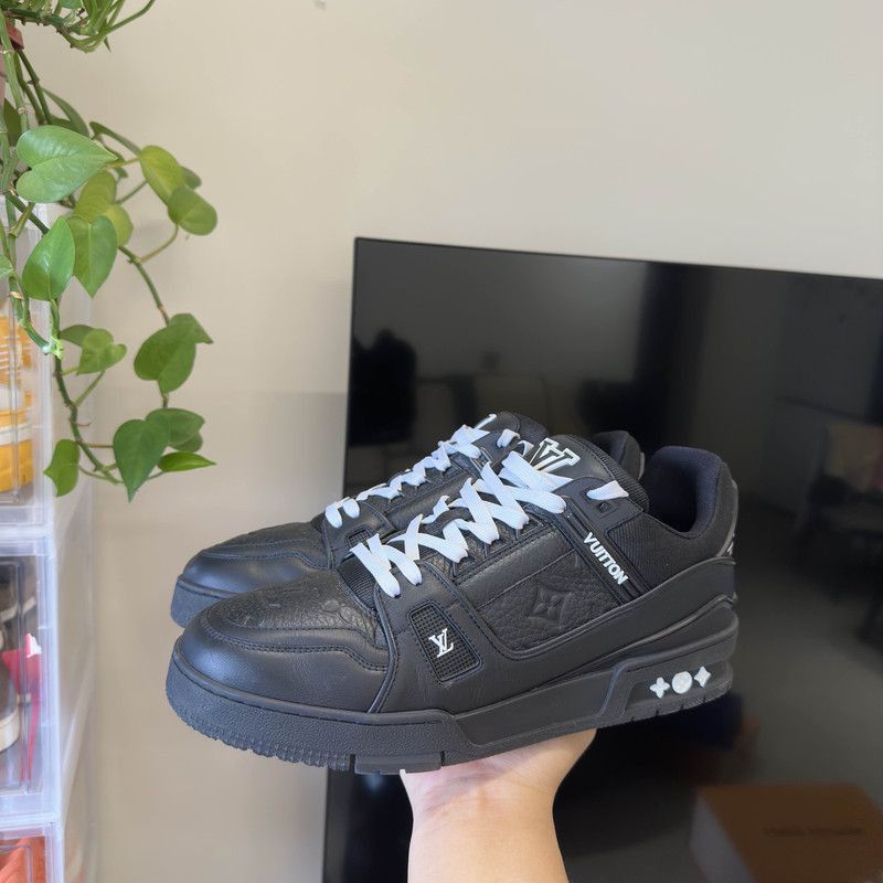 Louis Vuitton Louis Vuitton Trainer Black Leather Low-Top Sneakers -2508 Size US 8.5 / EU 41-42 - 9 Thumbnail