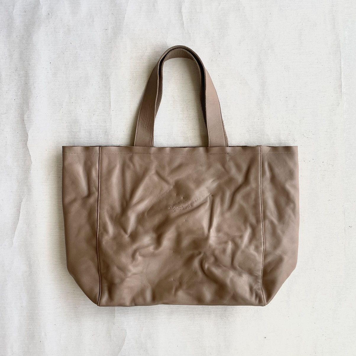 agnes b. Beige Leather Tote Bag Size ONE SIZE - 5 Thumbnail