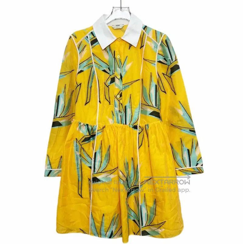 Fendi Yellow Cotton Blended Dress for Women .