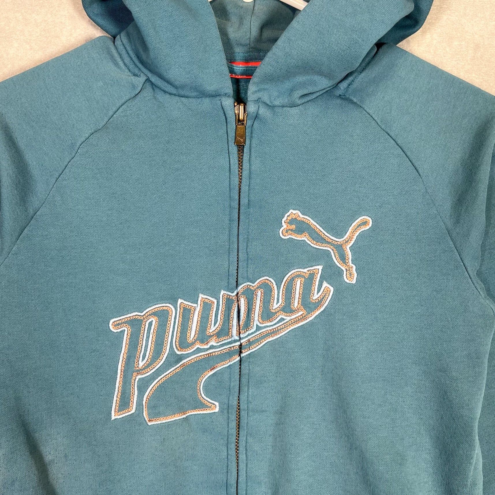 Puma Puma Full Zip Hoodie Sweatshirt Womens XS Teal Blue Spellout A1 Size XS / US 0-2 / IT 36-38 - 4 Thumbnail