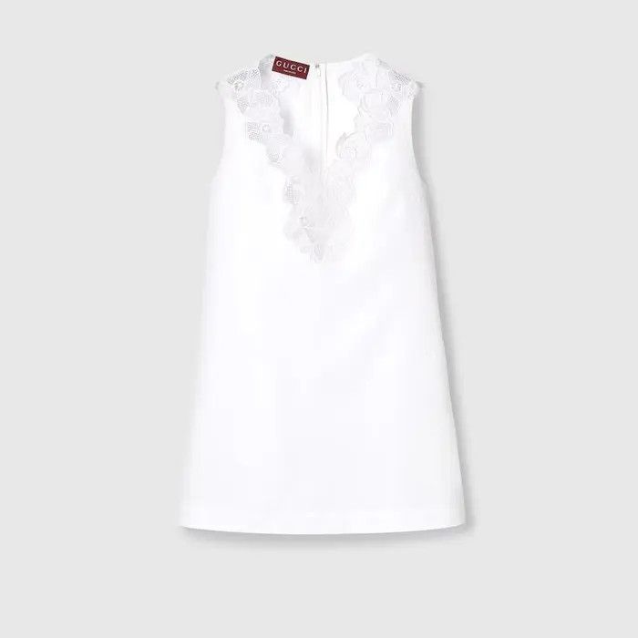 Gucci o1la5ras0526 Cotton Poplin Dress With Embroidery in White Size M / US 6-8 / IT 42-44 - 1 Preview