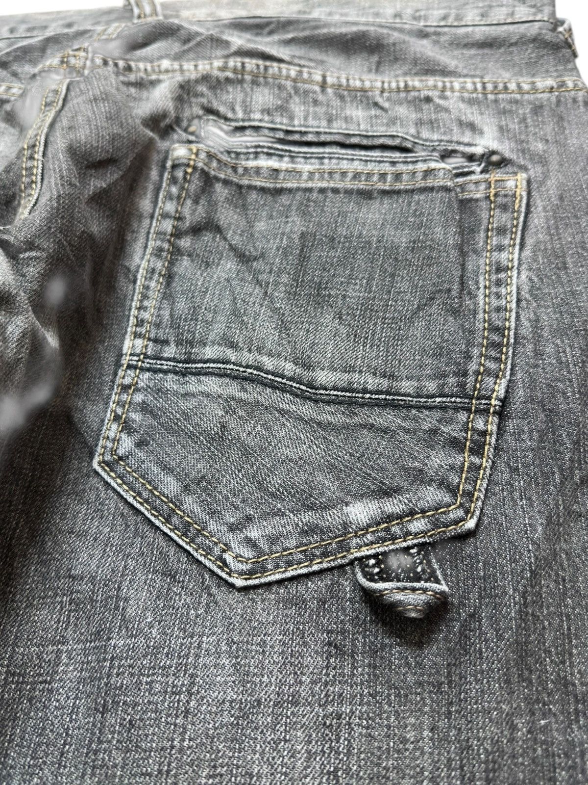Hysteric Glamour Vintage UJ jeans Baggy Grunge Whiskers Hidden Pocket Denim Size US 35 - 9 Thumbnail