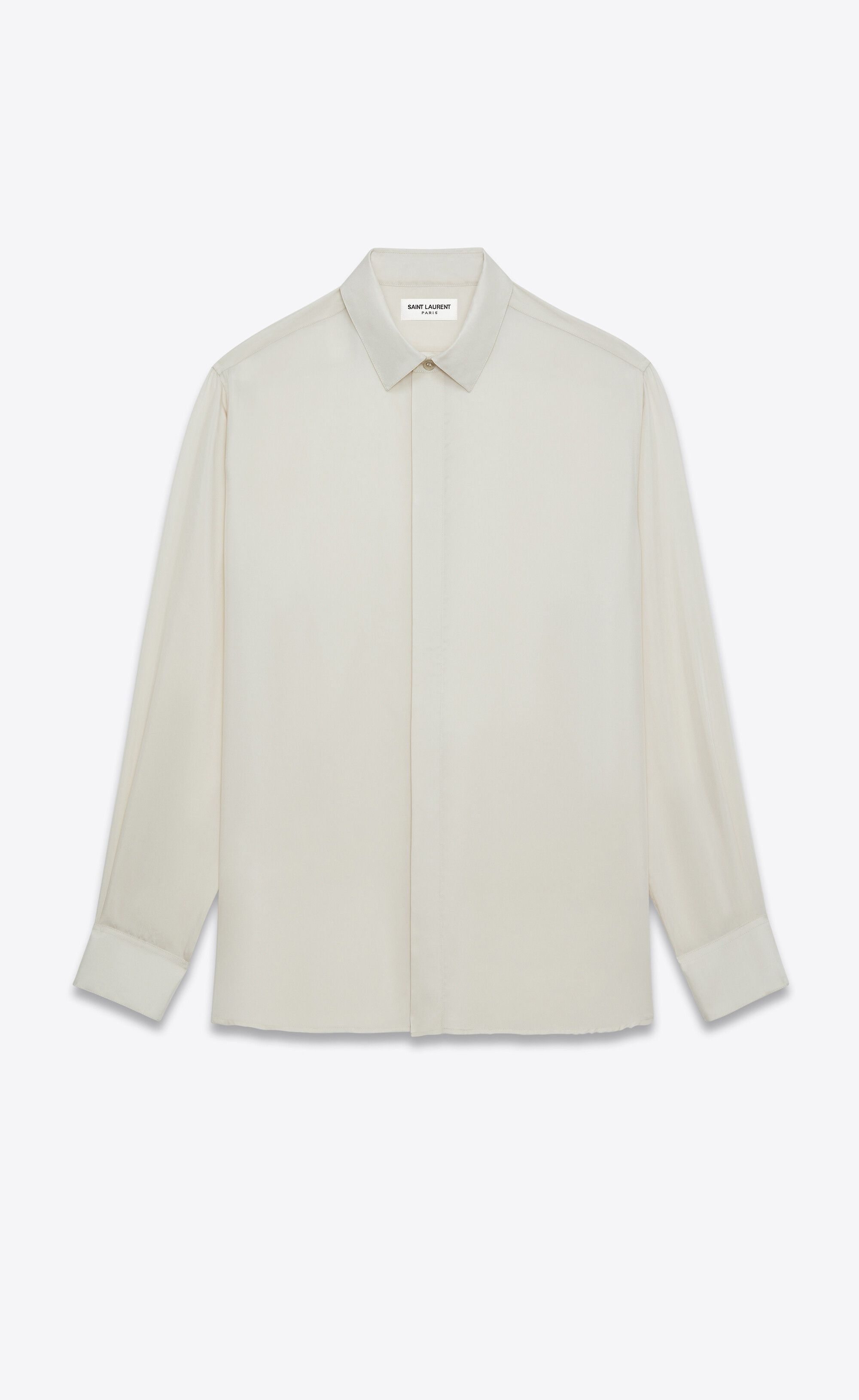 Saint Laurent Paris o1s1wg111224 Collar Shirt in Twill in Off White Size US M / EU 48-50 / 2 - 1 Thumbnail