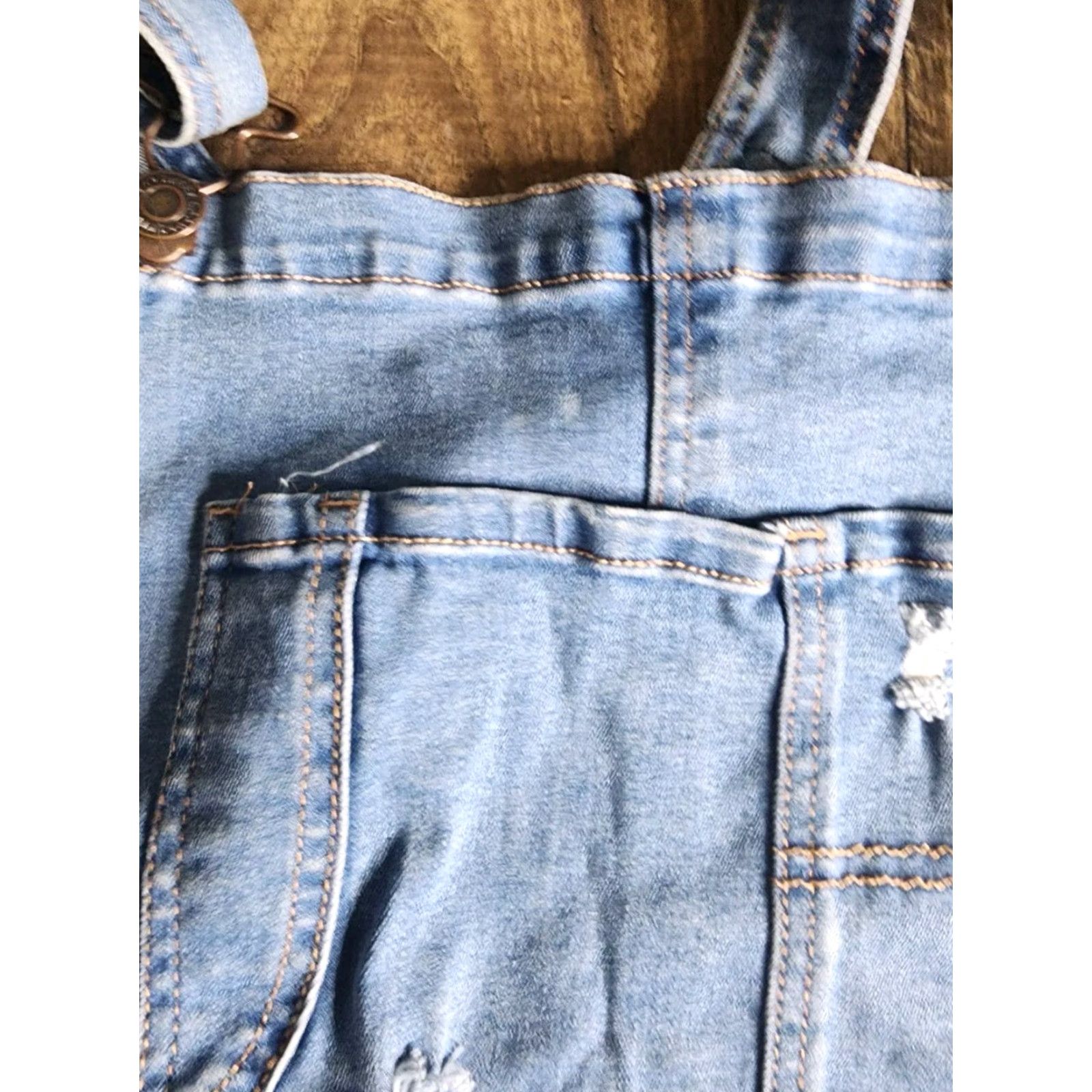 Vintage Juniors 5 SWEET LOOK Distressed Denim Shorts Overalls Shortalls Denim Blue Cotton Blend Jeans Shorts Distressed 5 Denim Sweet Look Size 27" / US 4 / IT 40 - 2 Thumbnail