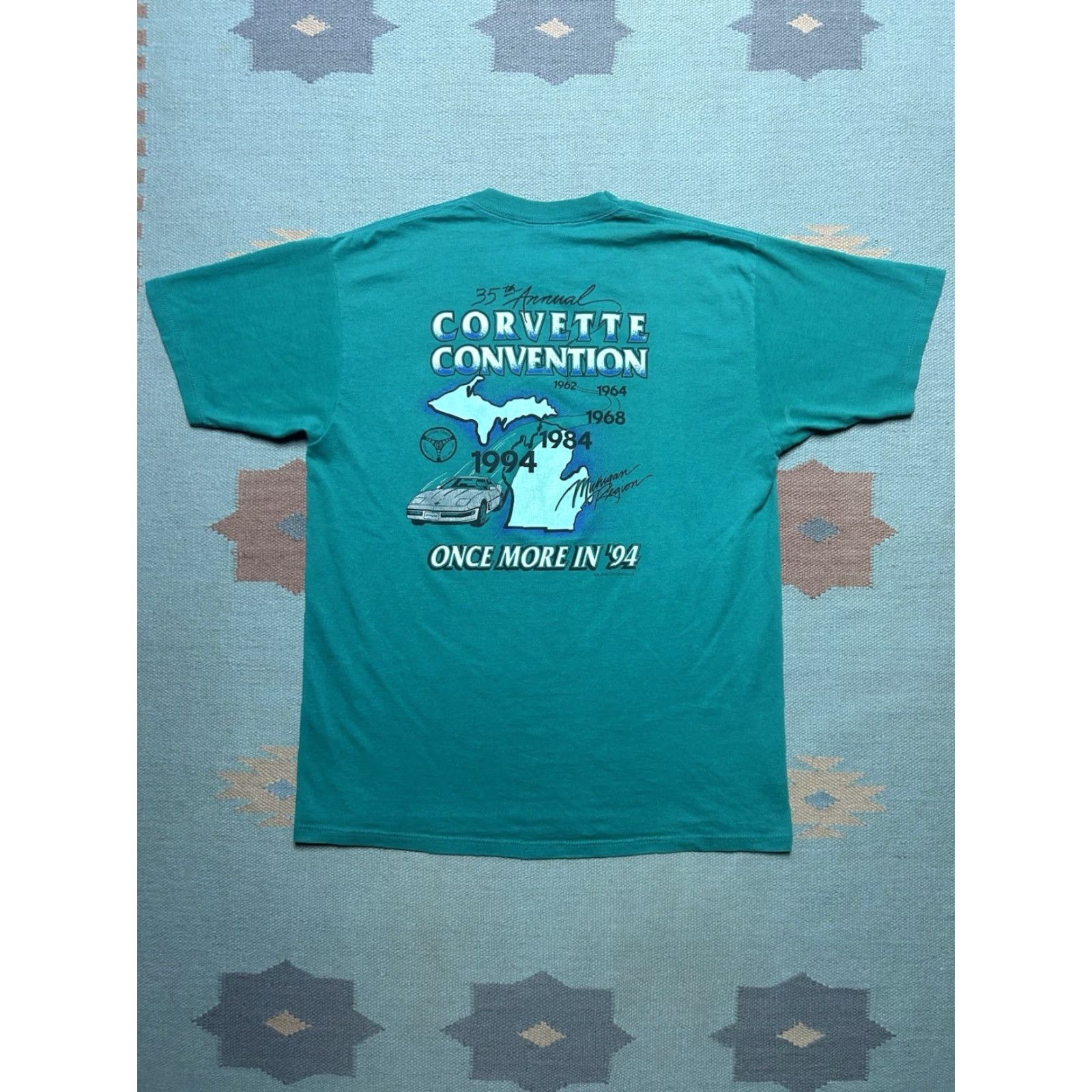 Vintage VINTAGE Corvette T-Shirt 90s Car Michigan 1994 Adult Large Blue Men T-Shirt Size US L / EU 52-54 / 3 - 2 Thumbnail