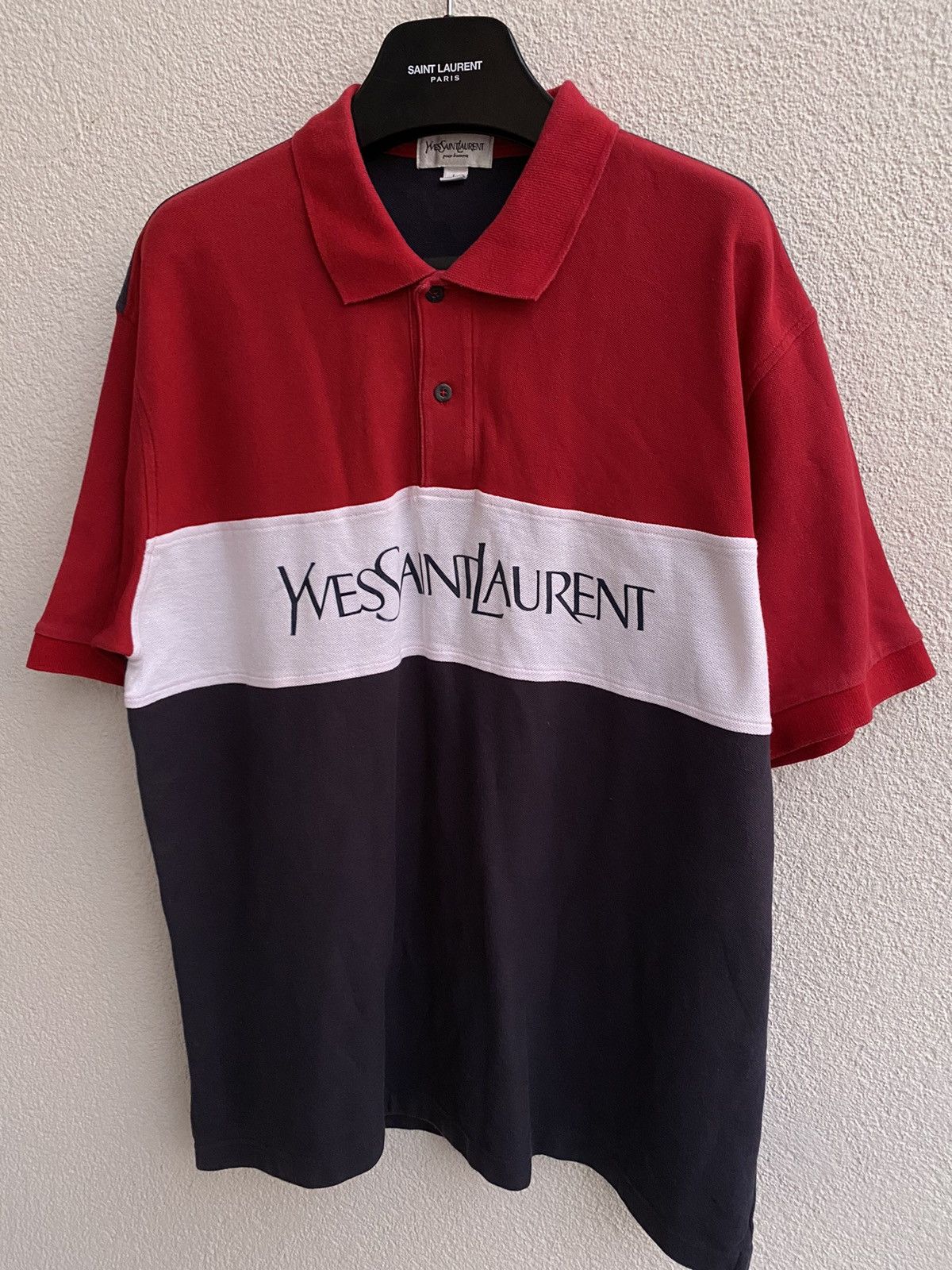 Yves Saint Laurent Big Logo YSL Polo Shirt Size US L / EU 52-54 / 3 - 1 Thumbnail
