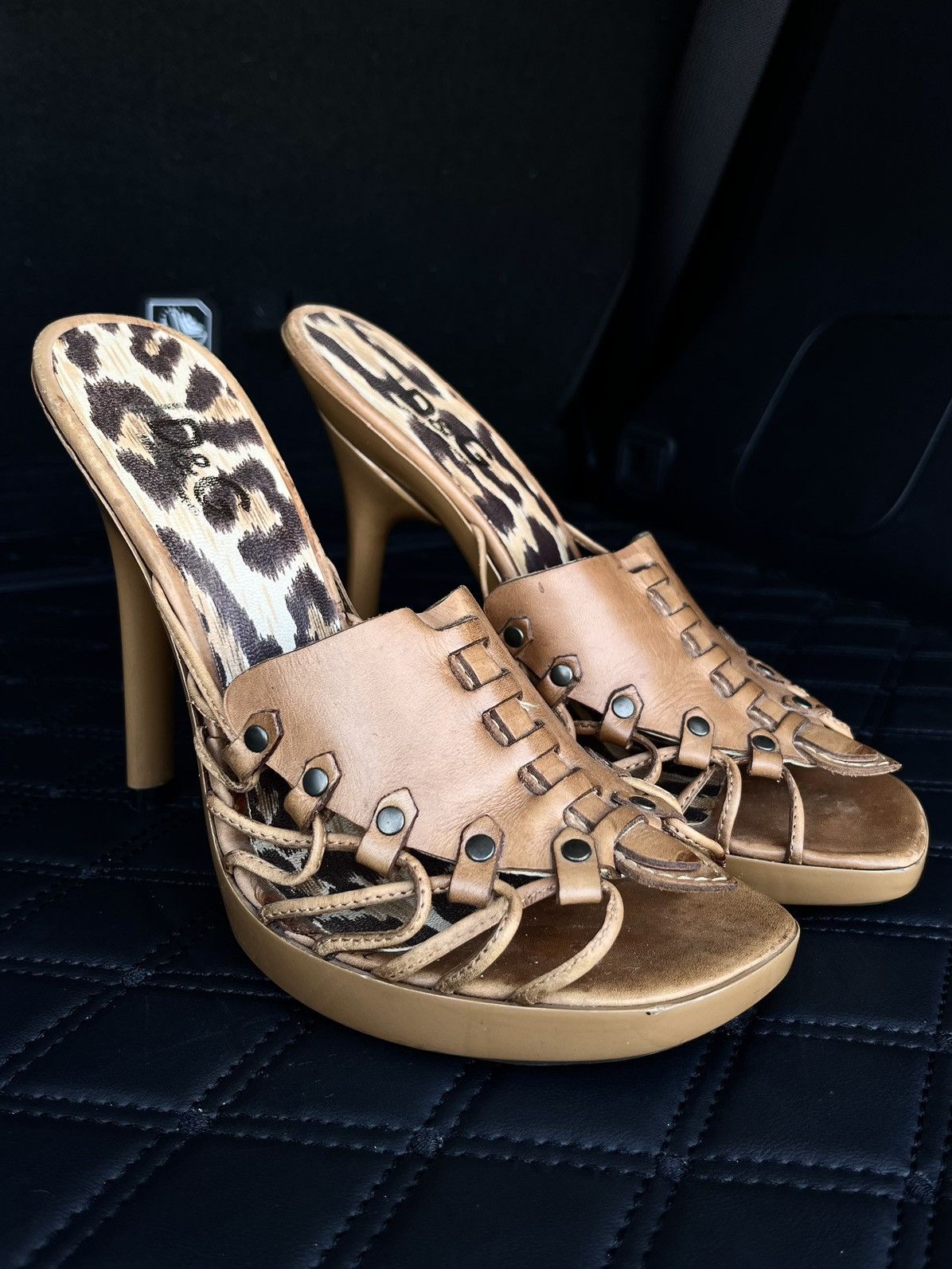 Dolce & Gabbana 2000s Dolce&Gabbana Leopard High Heel Mules Size US 7 / IT 37 - 2 Thumbnail