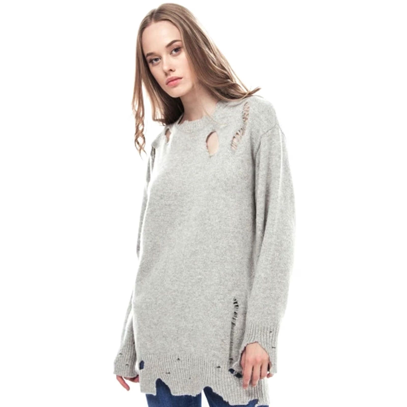 Diesel Diesel Sweater Wool Knit Alpaca Distressed Made in Italy Size L Gray Womens Pullover Vintage? Size L / US 10 / IT 46 - 2 Thumbnail