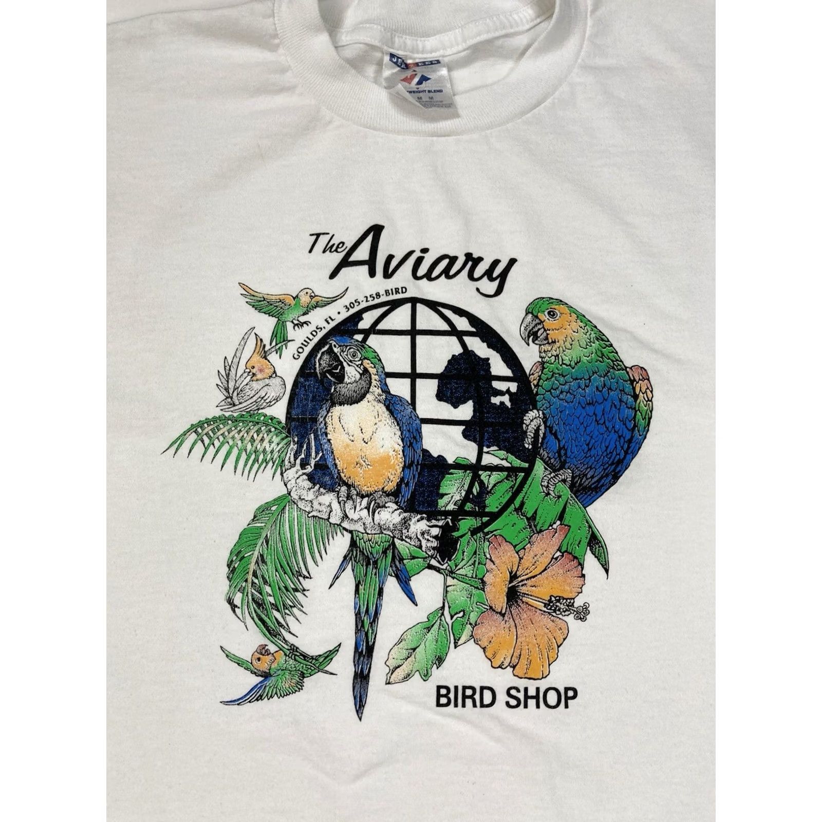 Jerzees VINTAGE The Aviary Bird Shop Florida Graphic T-shirt Men Medium White Size US M / EU 48-50 / 2 - 2 Thumbnail