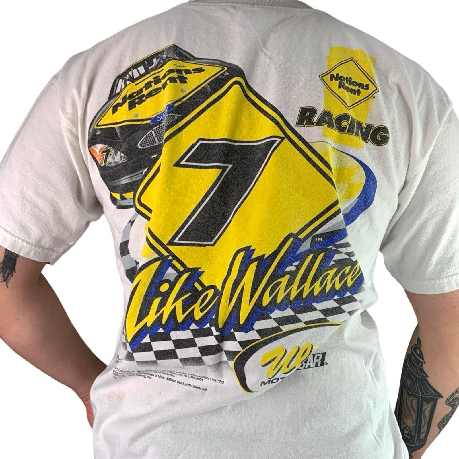 NASCAR × Vintage Vintage Mike Wallace All Over Print Nascar Graphic T-shirt Size US L / EU 52-54 / 3 - 2 Thumbnail