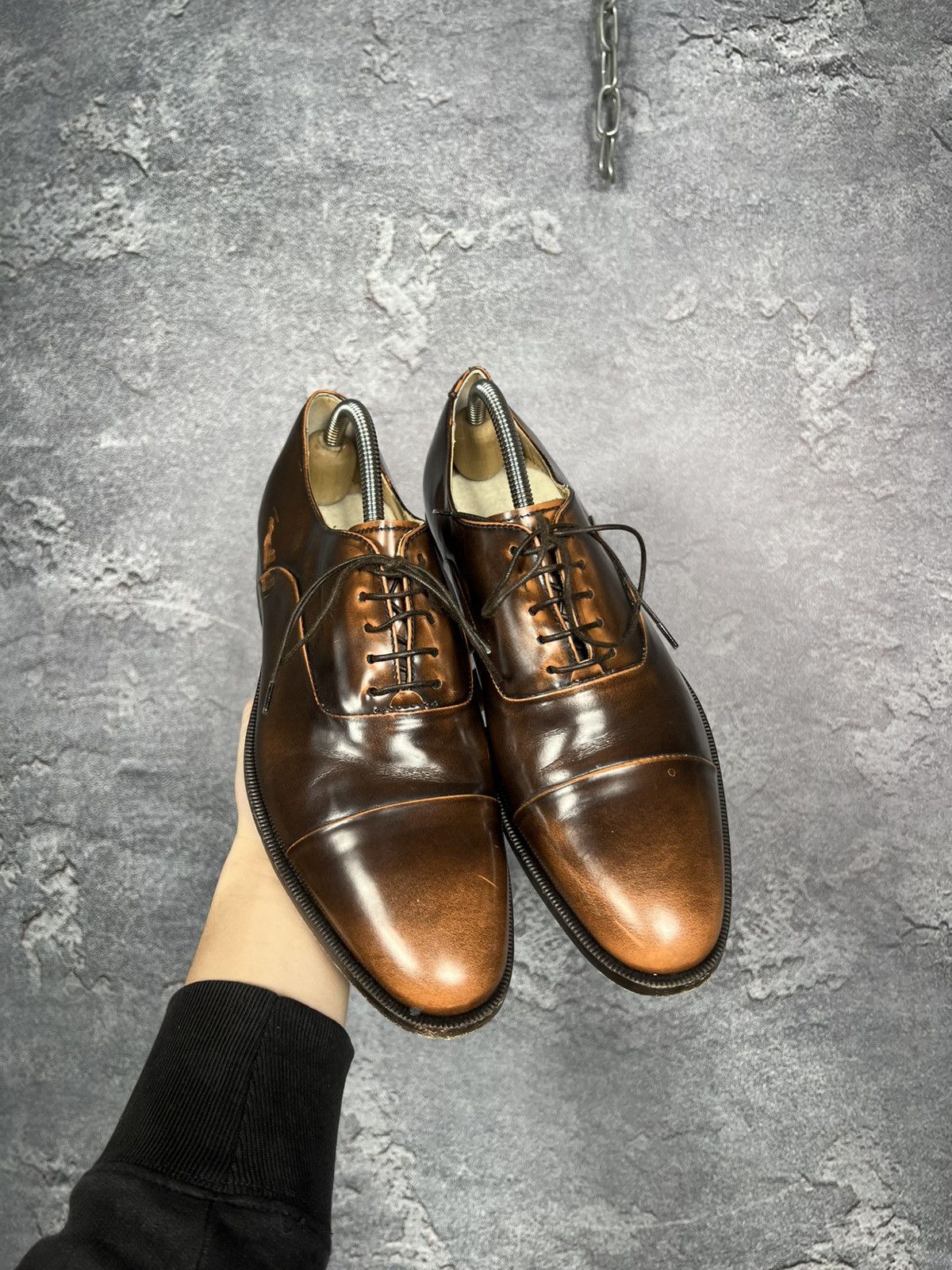 Scarosso Brown Leather Casual Oxford Shoes Size 41