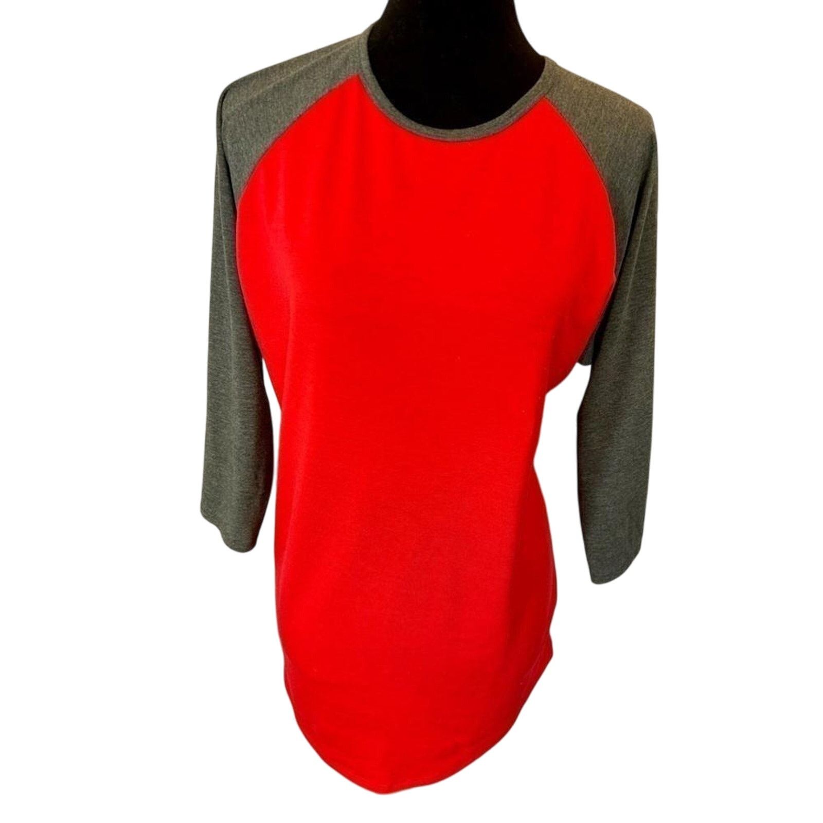 Designer LulaRoe Red and Gray 3/4 Sleeve Top - Size L Size L / US 10 / IT 46 - 1 Thumbnail