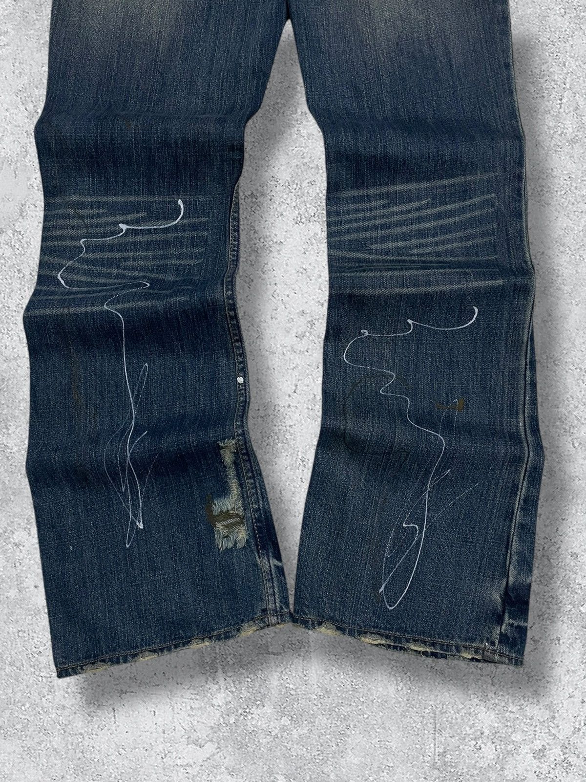 Japanese Brand Vintage 1990s Japan Designer Root Three Splash Flared Denim Size US 32 / EU 48 - 11 Thumbnail