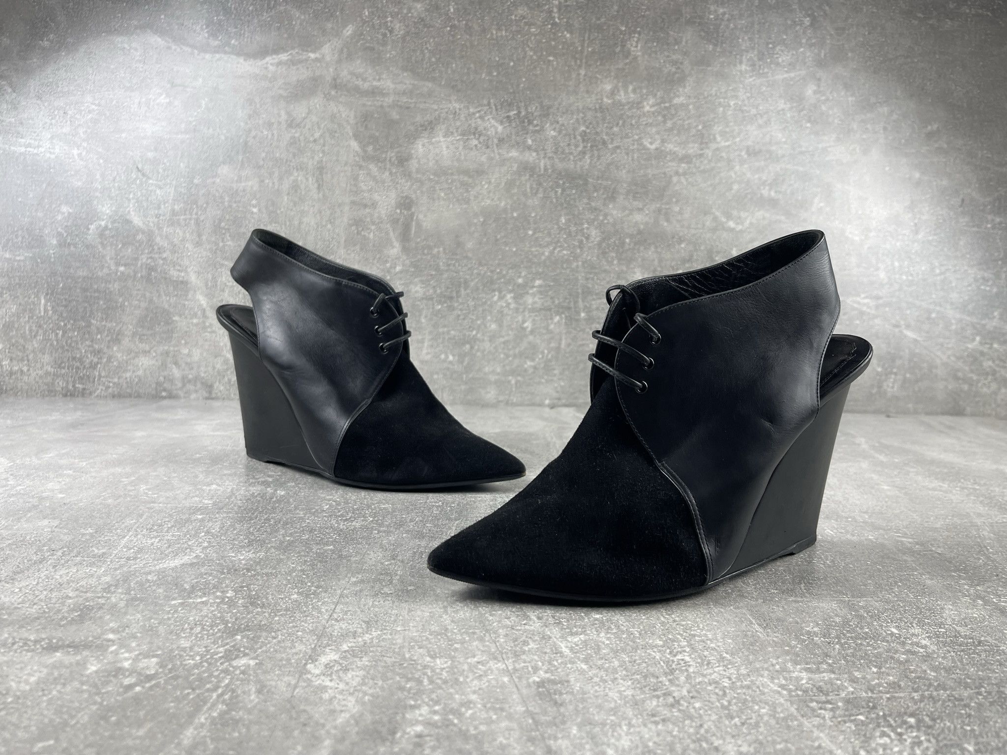 Christian Dior Monsieur Christian Dior Raf Simons Era AUTH Leather Wedge Heels Shoes Size US 7.5 / IT 37.5 - 3 Thumbnail
