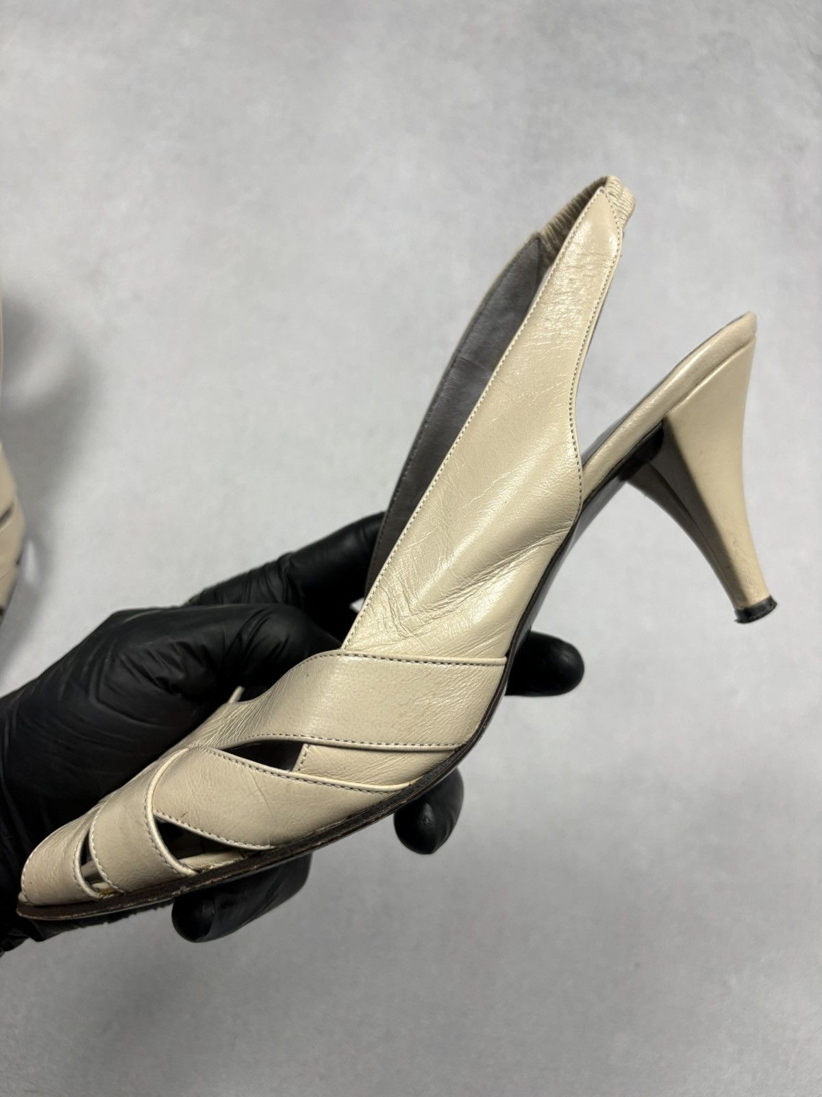 Dior Christian Dior Vintage Leather Slingback Heels Beige EU 38.5 Size US 8 / IT 38 - 13 Thumbnail