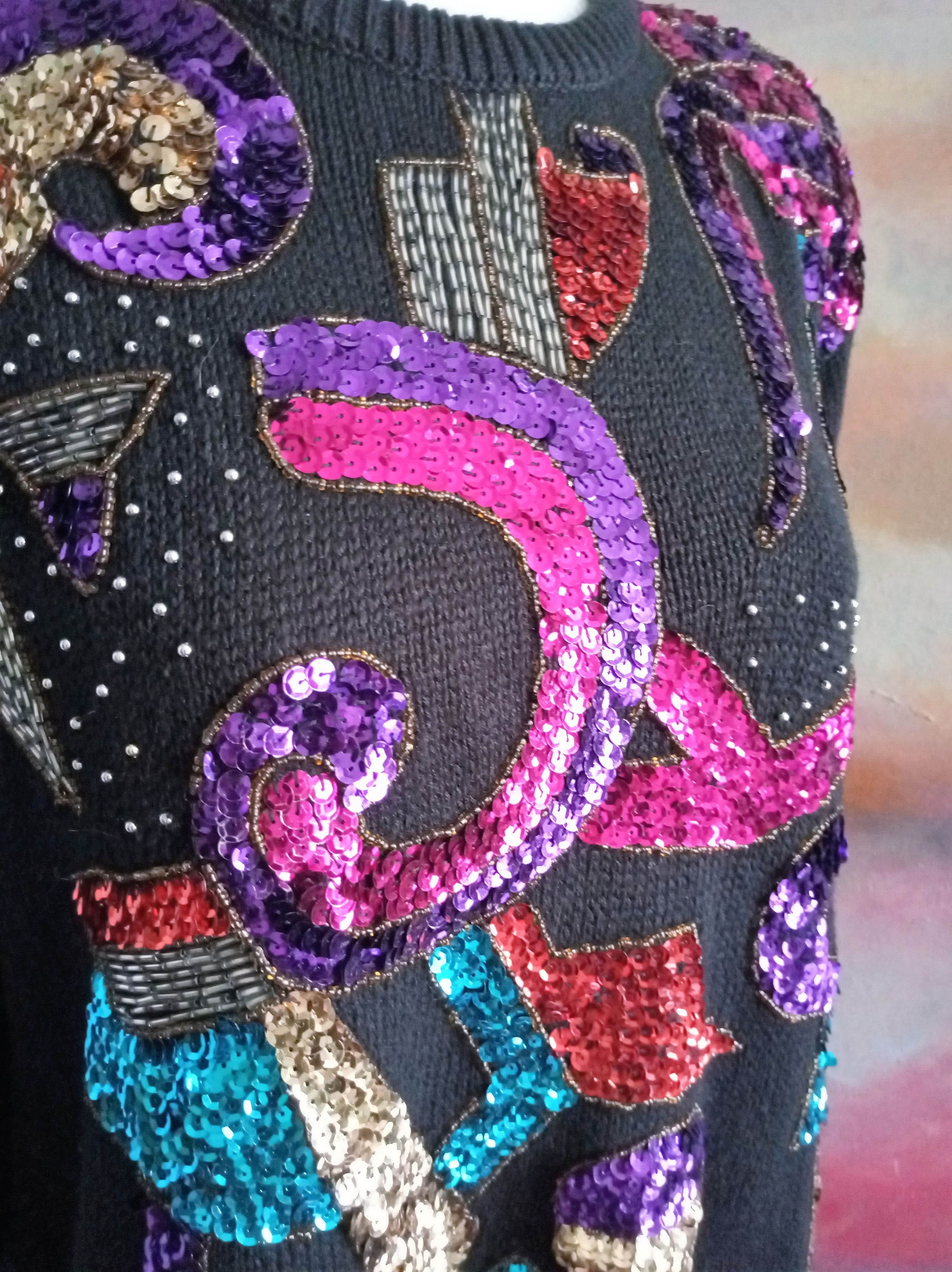 Vintage Unisex True Vintage Sequin Sweater Size ONE SIZE - 15 Thumbnail