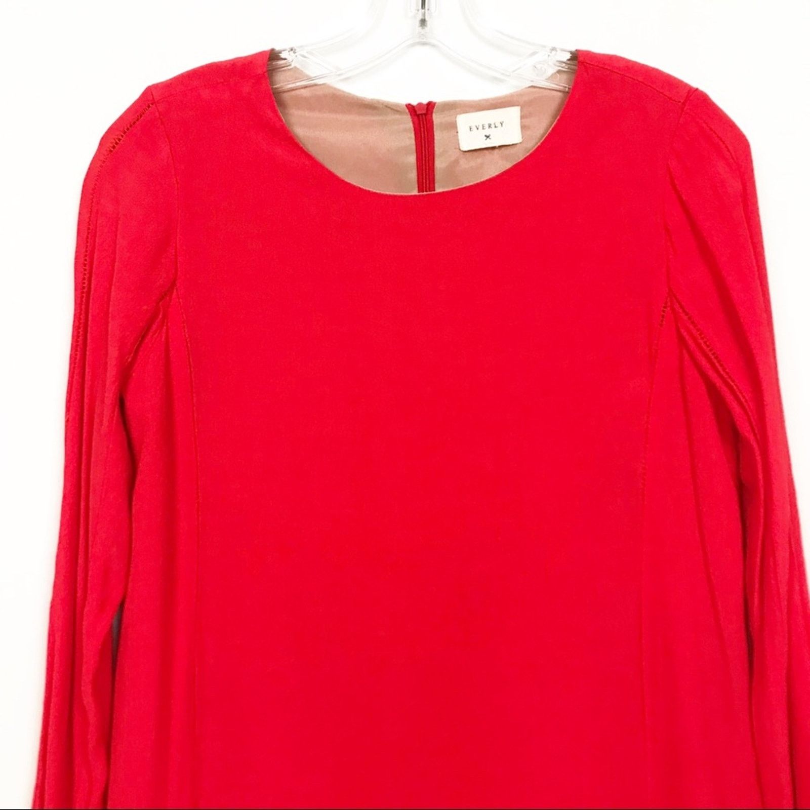 Other Everly Red Long Sleeve Shift Dress Sz S Size S / US 4 / IT 40 - 2 Thumbnail