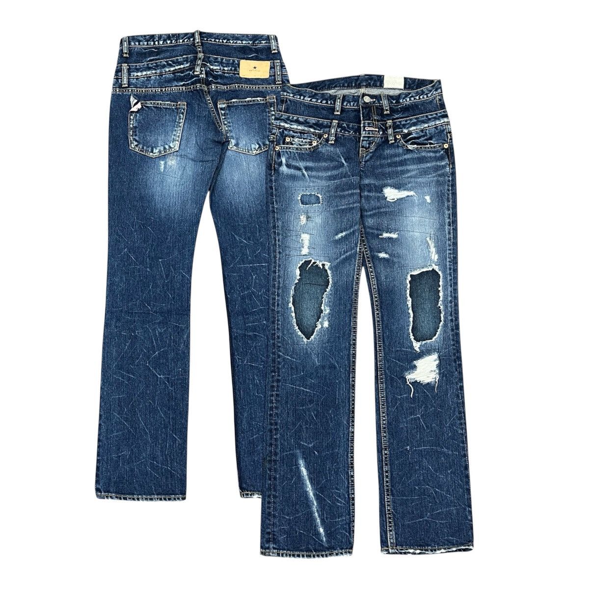 Japanese Brand Antgauge - Double Waist Distressed Patchwork Denim Ifaix Lgb Size US 27 - 1 Thumbnail
