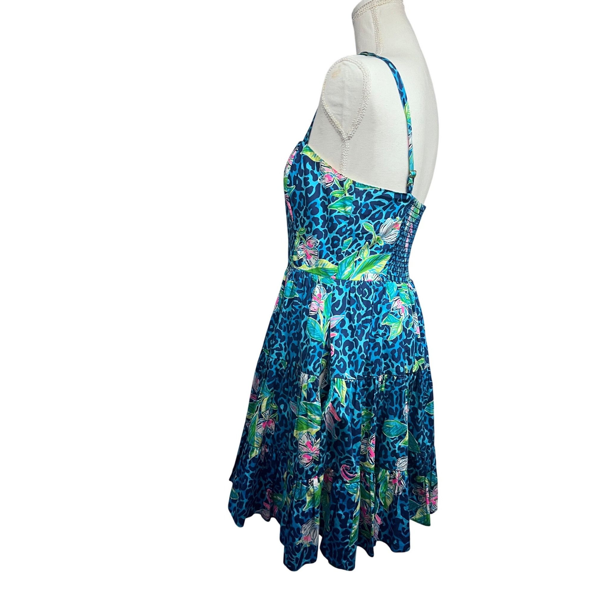 Lilly Pulitzer Lilly Pulitzer Womens Vintage Blue Green Floral Hawaiian Fit Size S / US 4 / IT 40 - 4 Thumbnail