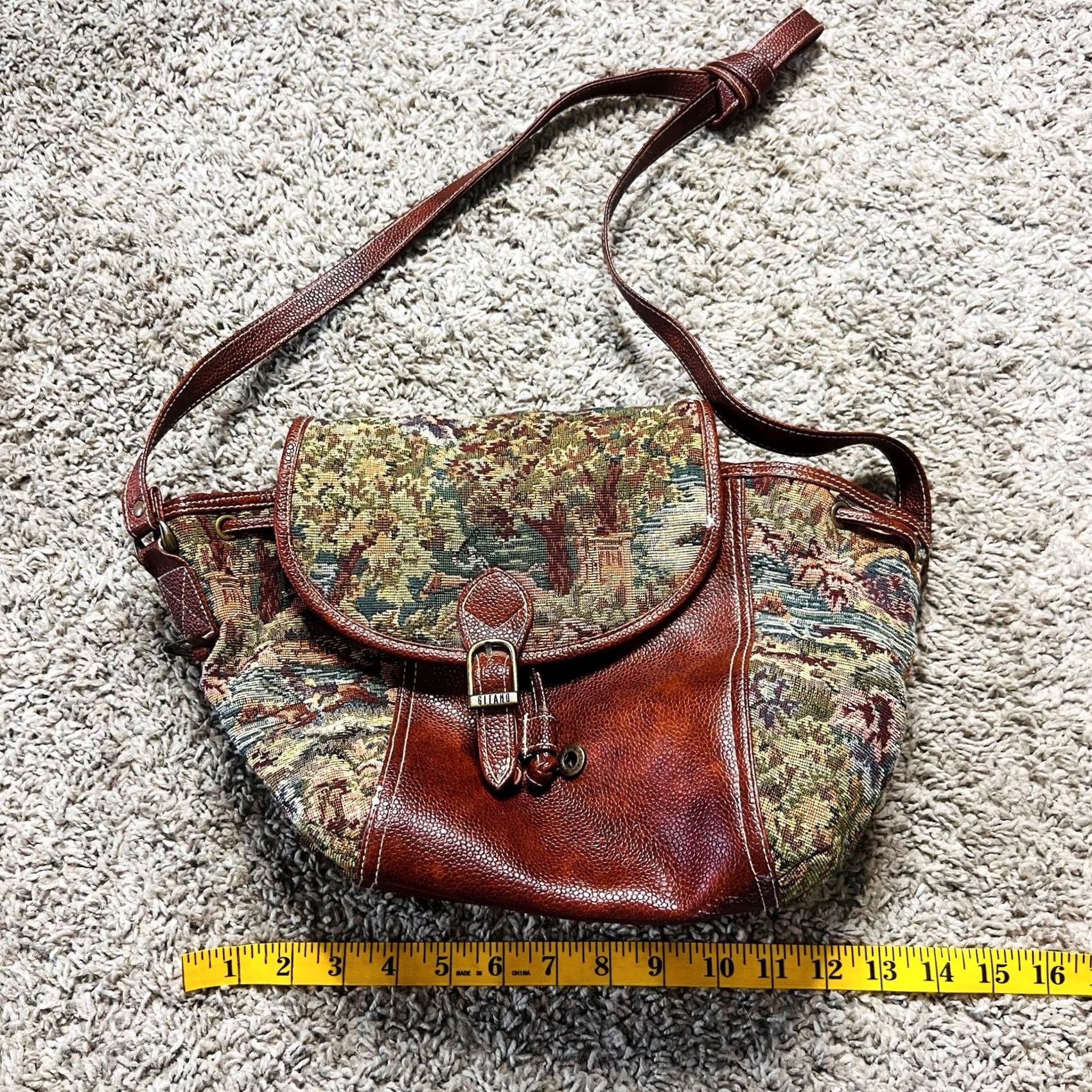 Vintage VINTAGE Gitano Quilt Style Satchel Shoulder Bag Cottage Core Bag Womens OS Brown Canvas Hobo Style Size ONE SIZE - 2 Thumbnail
