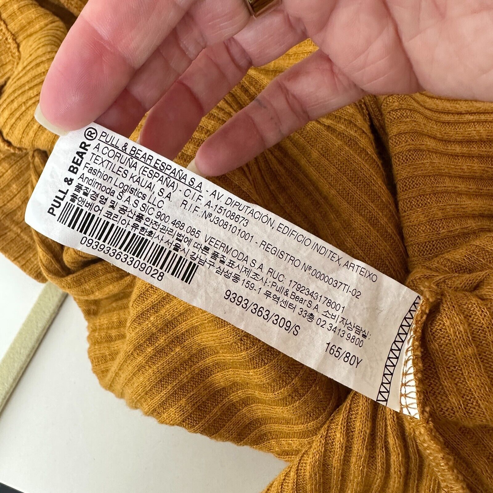 Pull & Bear Pull & Bear Golden Rib Long Sleeve VNeck Button Mini Dress S Size S / US 4 / IT 40 - 8 Thumbnail