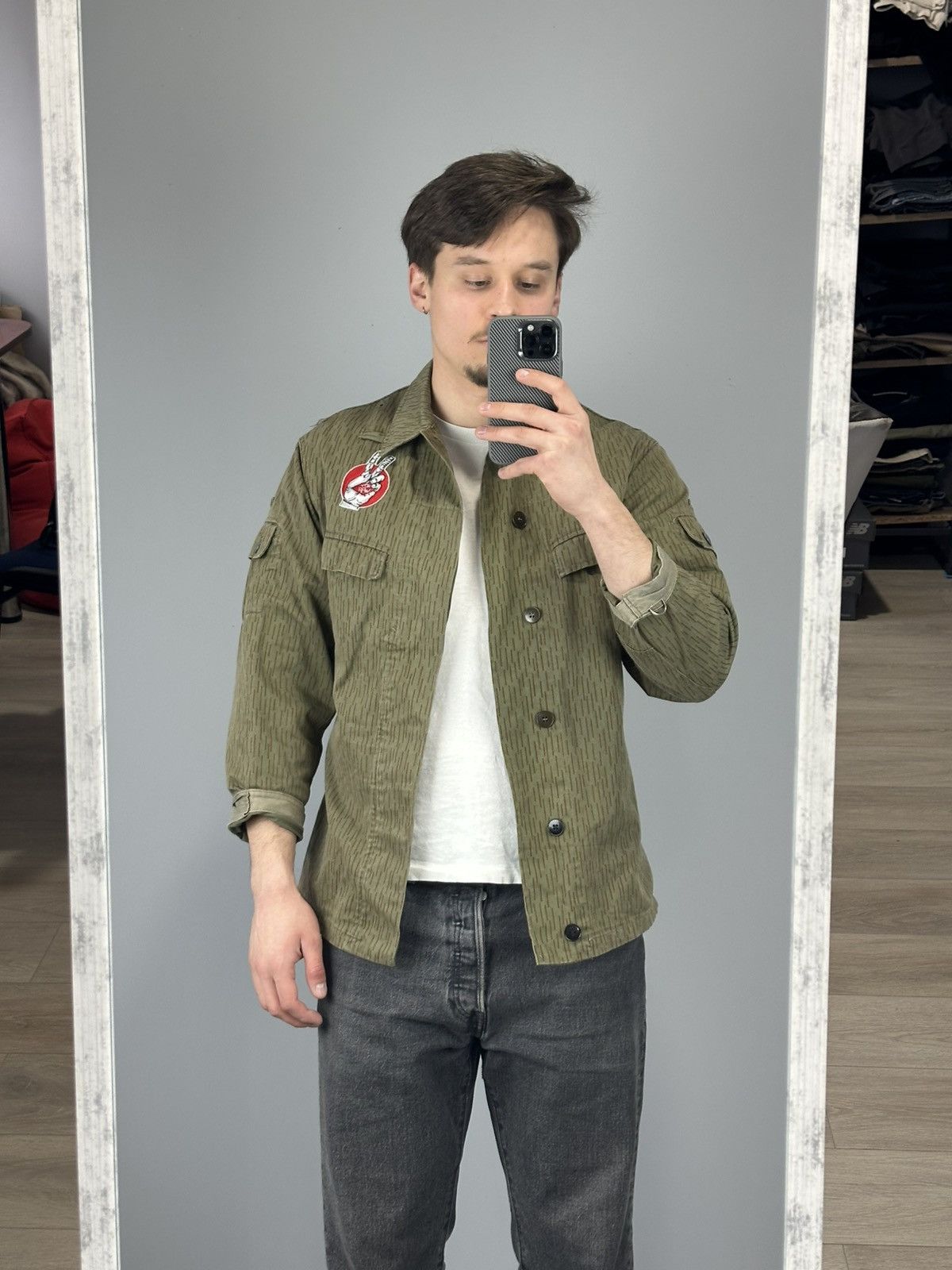 Vintage Vintage Rain Camo jacket military olive green embroidered Size US M / EU 48-50 / 2 - 5 Thumbnail