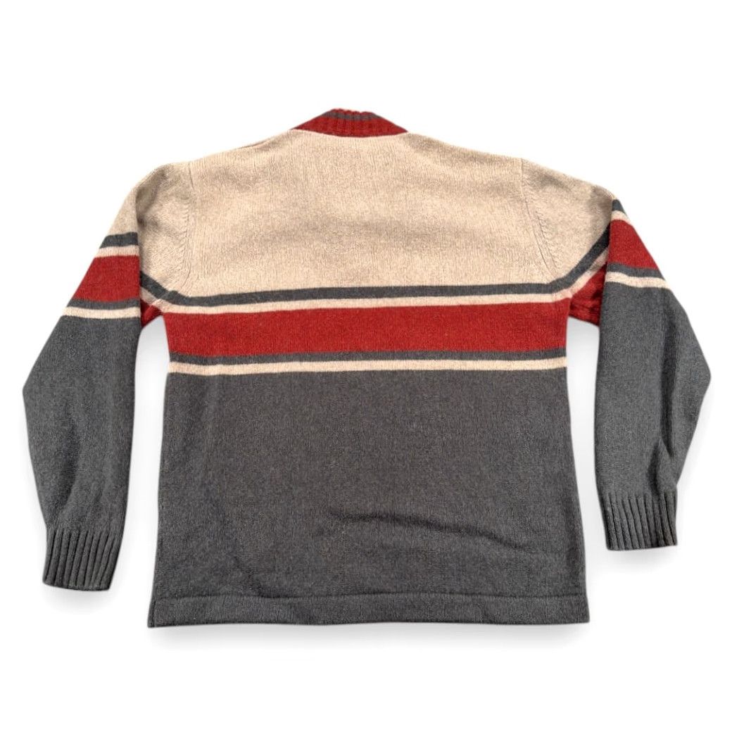 Vintage Columbia Sweater Adult LARGE Gray Burnt Orange Wool Blend Quarter Zip Striped 1/4 Zip Knit Pullover Mens Regular Size US L / EU 52-54 / 3 - 4 Thumbnail
