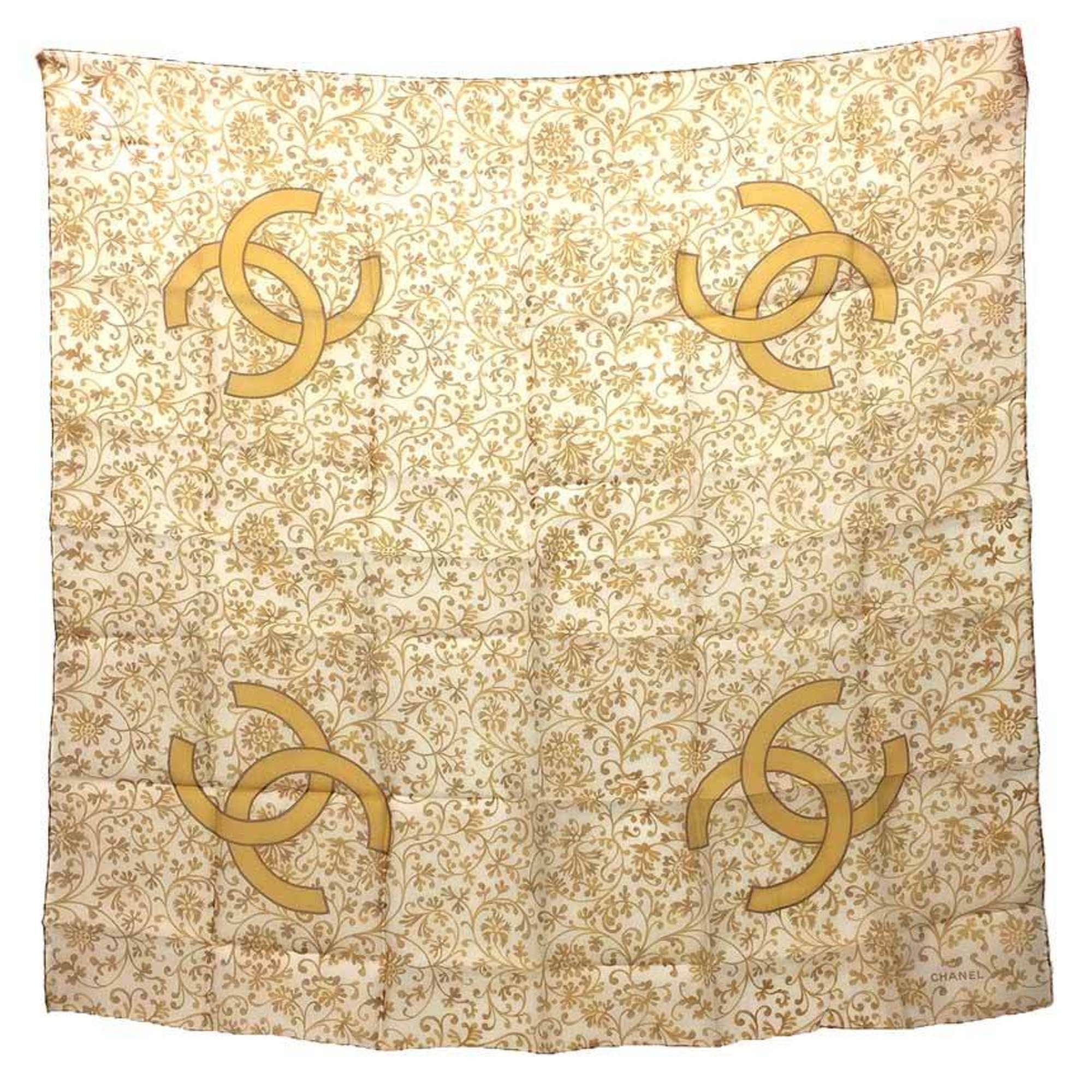 image of Chanel Shawl Stole Large Scarf Muffler Camel Cocomark Chanel Aq9185, Women's