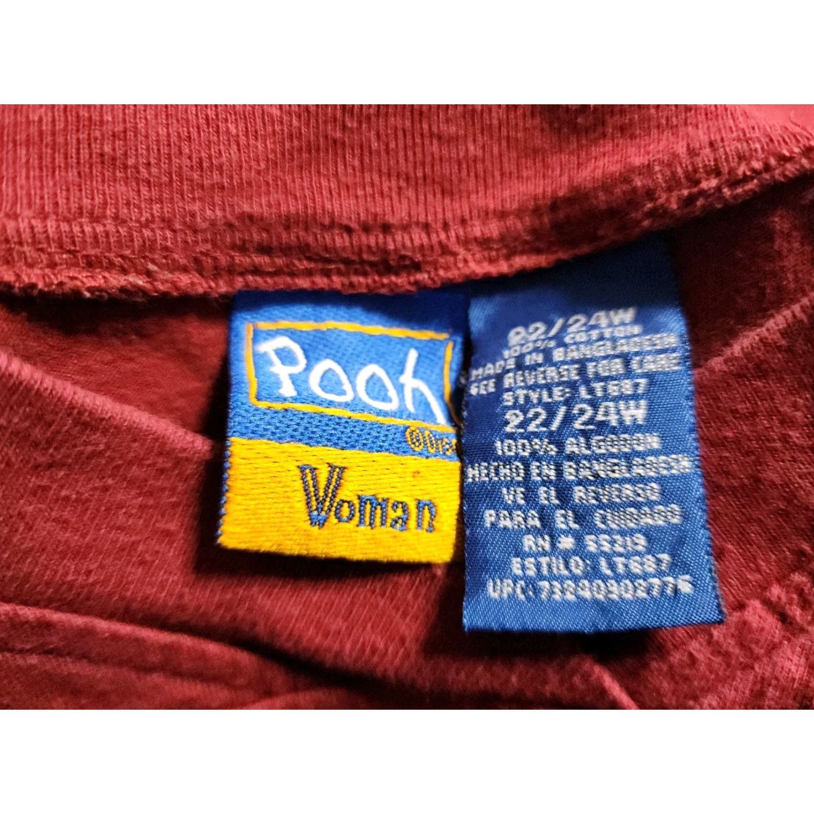Disney Womens Disney Winnie The Pooh T Shirt Distressed 3/4 Sleeve Red 22/24 Classic Modern Vintage T-Shirt Mens Womens Girls Boys Size 3XL / US 20-22 - 7 Thumbnail