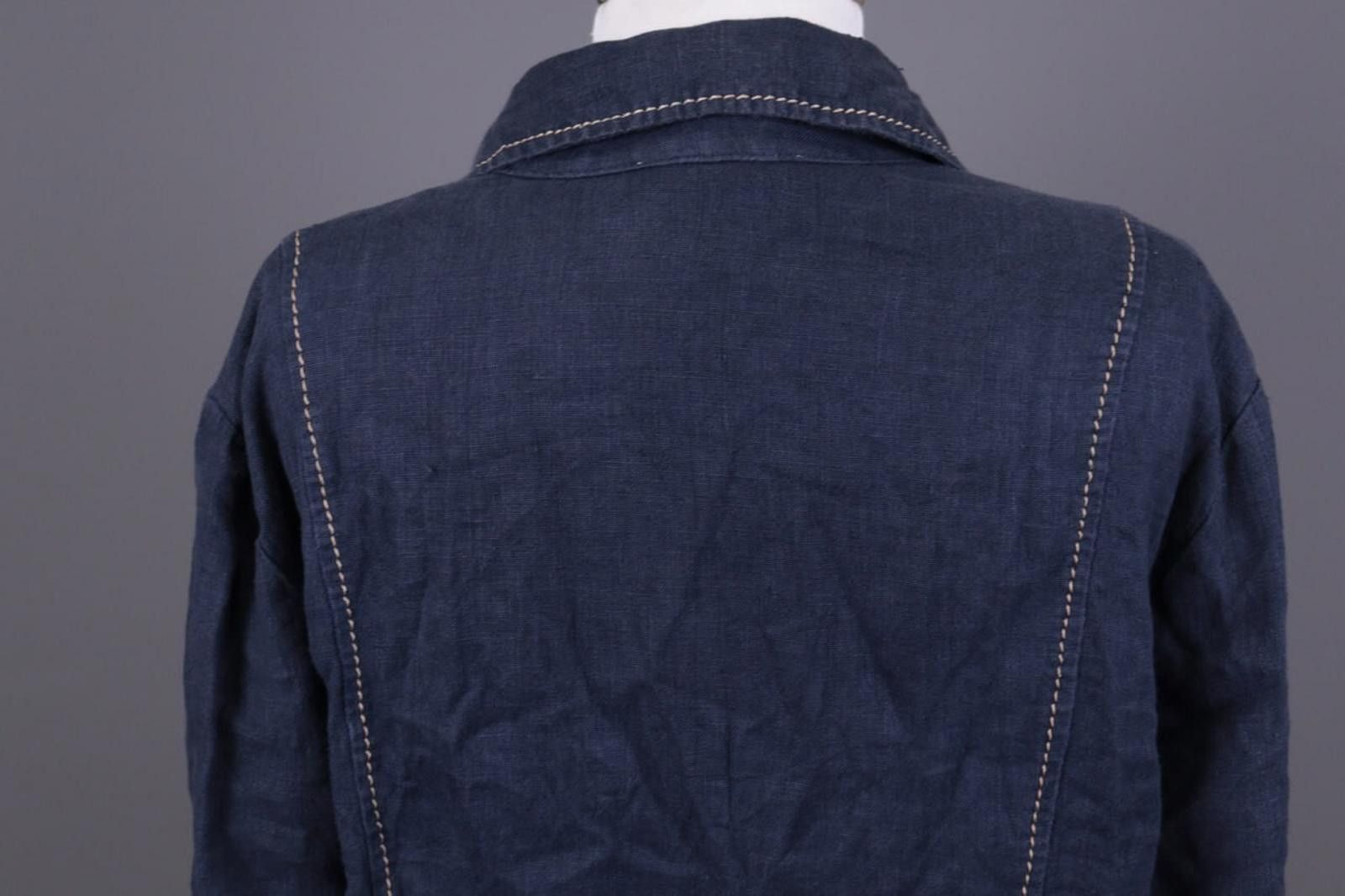 Designer Elisa Cavaletti Blue Lagenlook Linen Blouse Shirt Size L Size L / US 10 / IT 46 - 12 Thumbnail