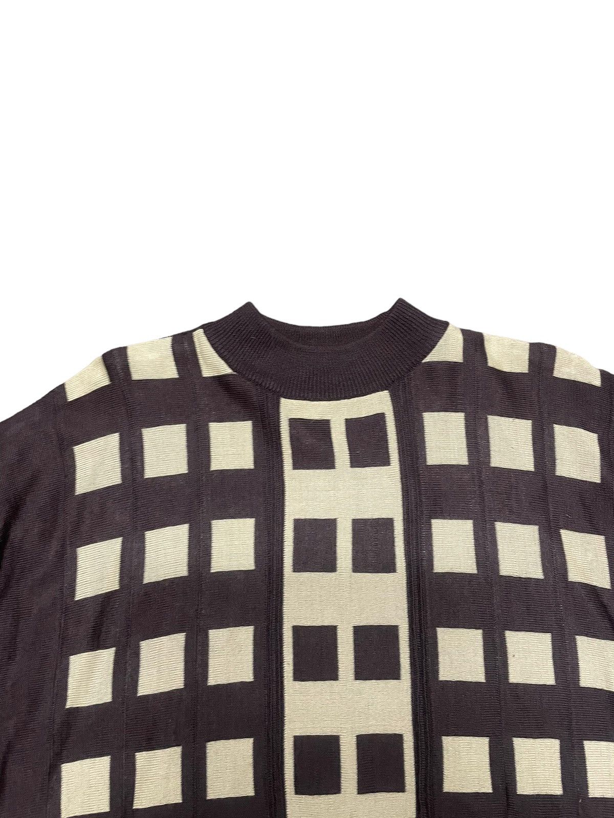 Vintage VTG Brown Checkered Wool Sweater Size US XXL / EU 58 / 5 - 3 Thumbnail