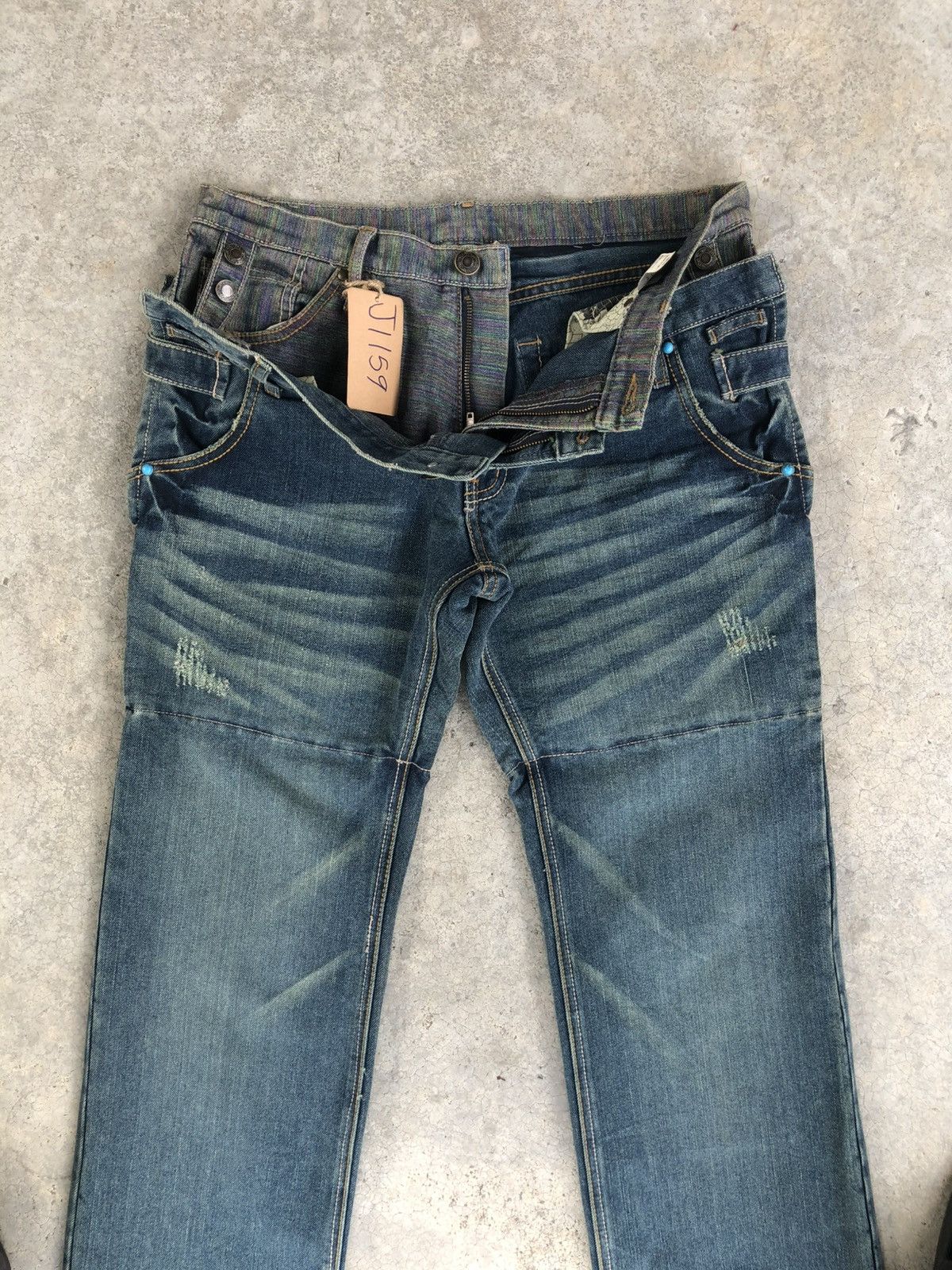 Japanese Brand Japanese Gumu Double Waist Distressed Denim Size US 34 / EU 50 - 3 Thumbnail
