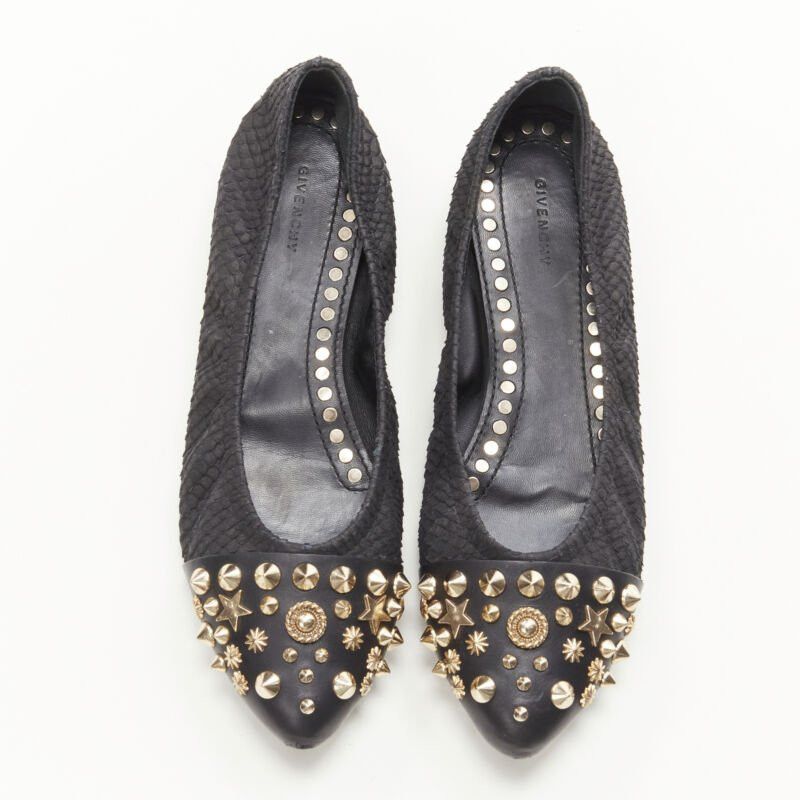 Givenchy GIVENCHY Riccardo Tisci gold star spike stud toe cap scaled ballerina flats EU37 Size US 7 / IT 37 - 1 Thumbnail