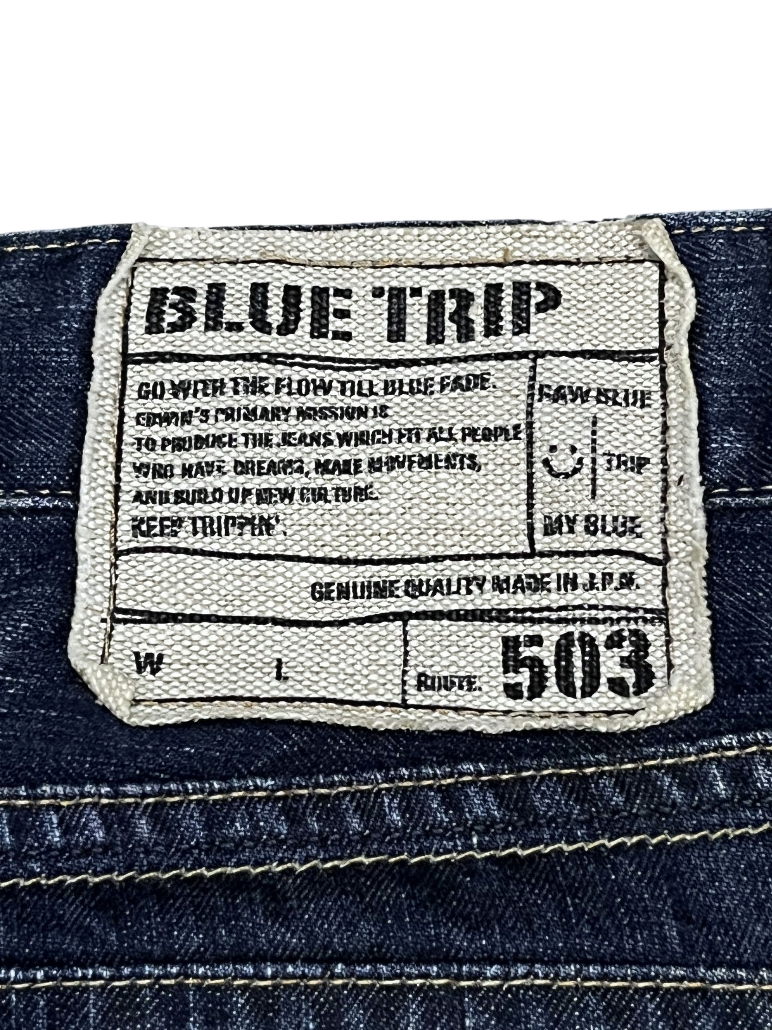 Kapital Edwin 503 Blue Trip Distressed Ripped Flare Jeans Y2K Japan Size US 34 / EU 50 - 11 Thumbnail