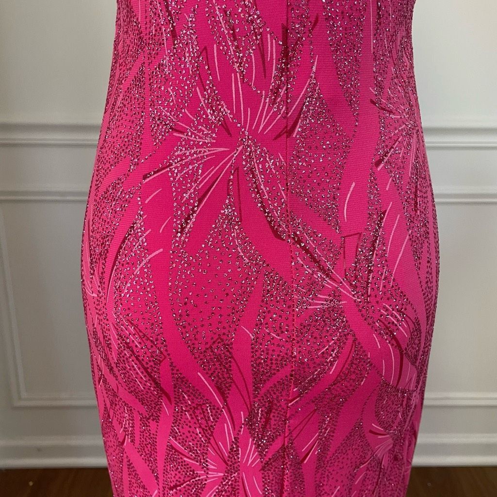 Vintage Vintage Y2K Ynes Stretchy BodyCon Mini Dress Bold Pink Glitt Size S / US 4 / IT 40 - 6 Thumbnail