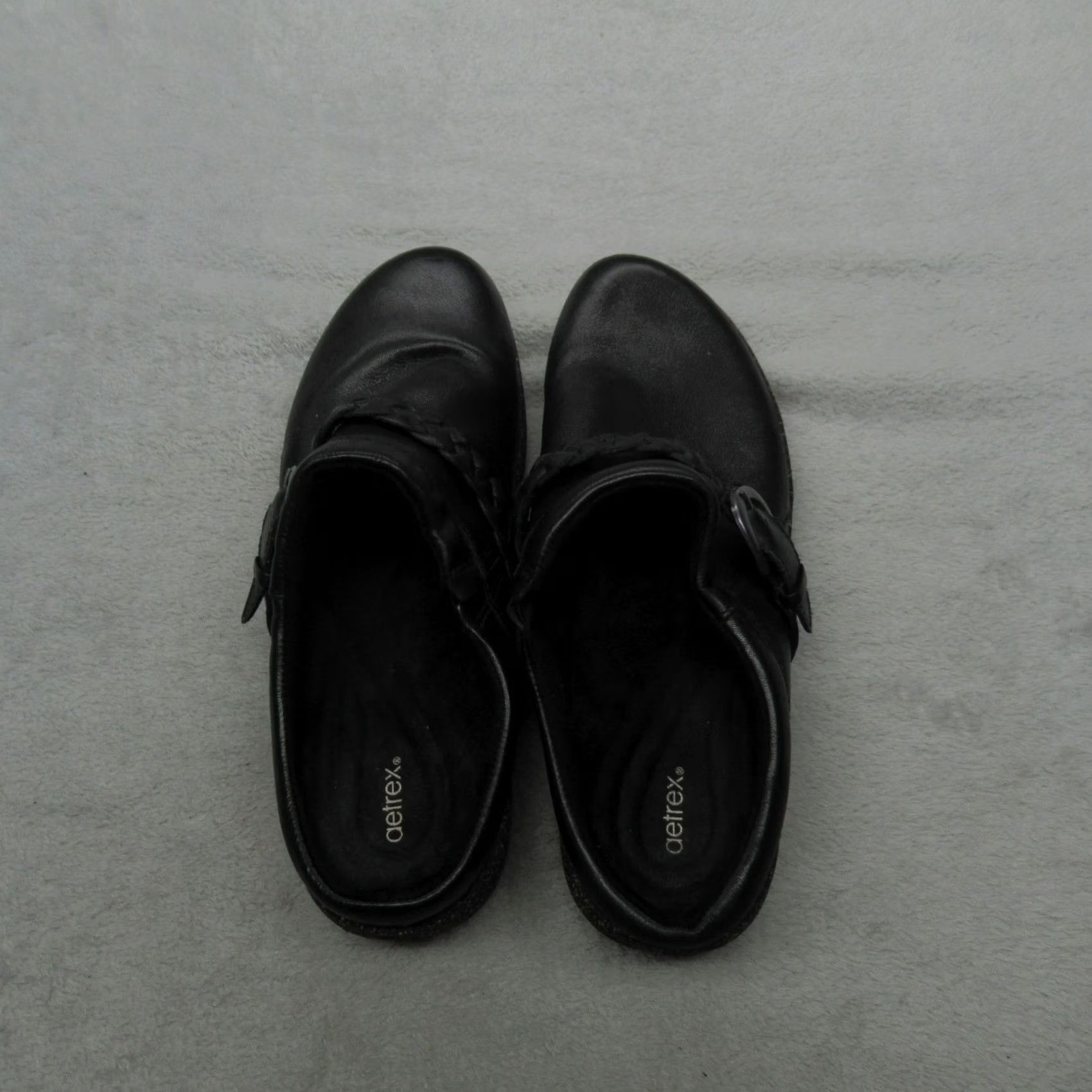 Aetrex Aetrex Womens Clogs Black Leather Braided Buckle Slip On Libby Casual Walking Modern Shoes Women Size 11 US 42 EU 8.5 UK Size US 9 / IT 39 - 6 Thumbnail