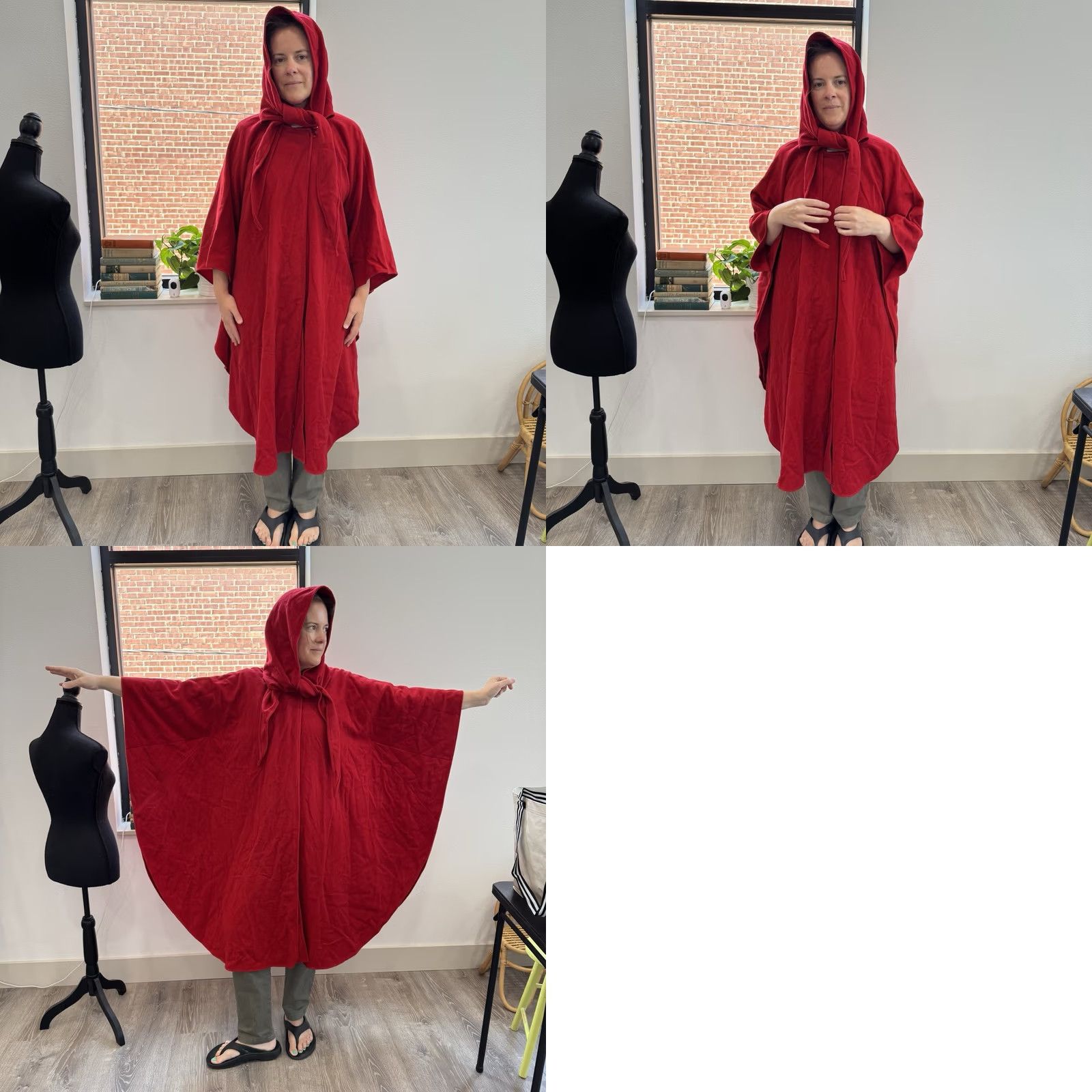 Vintage VINTAGE C'est Simone Coat Wool Cape Hooded Long Red Knit Wool C'est Simone Women 52" Large Coat Mens Womens Girls Size L / US 10 / IT 46 - 8 Thumbnail