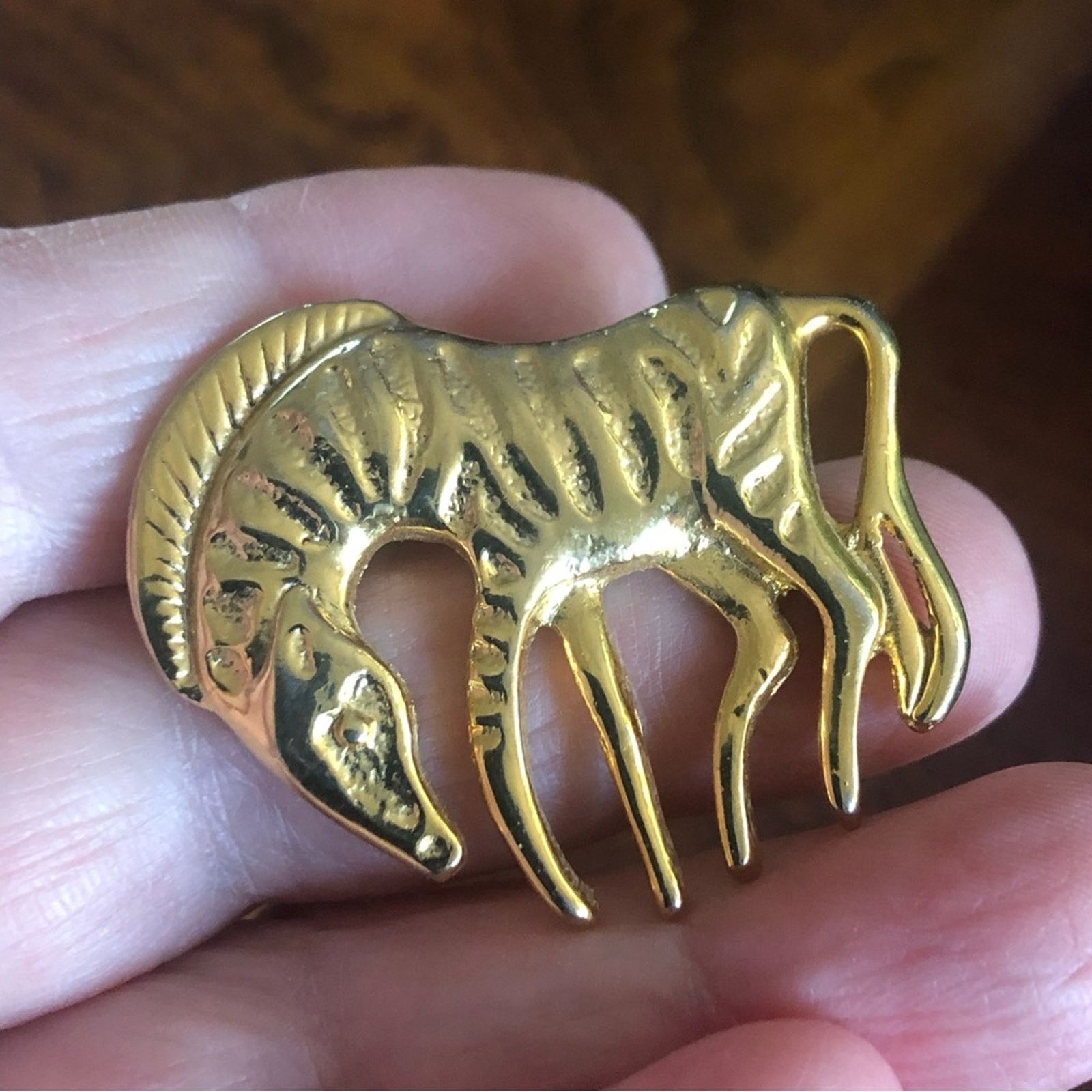 Vintage Vintage gold plated zebra brooch pin Size ONE SIZE - 6 Thumbnail