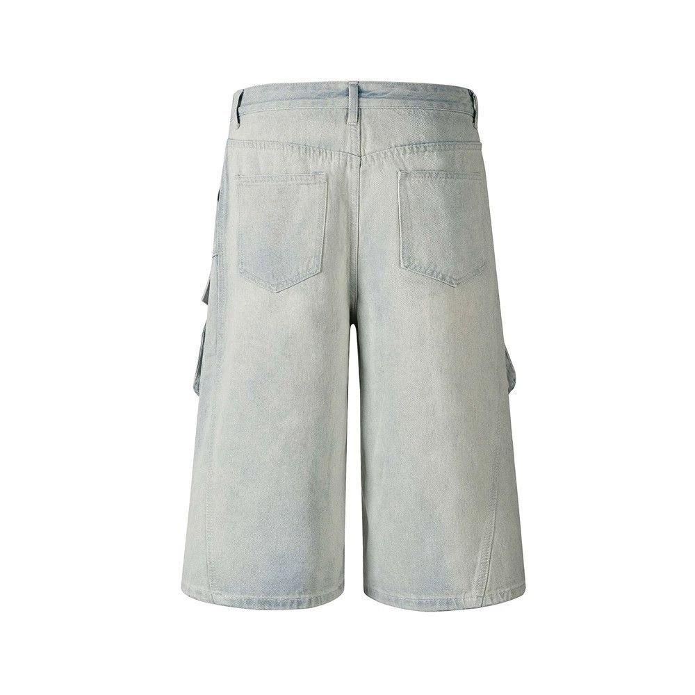 Jean Washed distressed men's workwear multi-pocket denim shorts Size US 32 / EU 48 - 2 Thumbnail