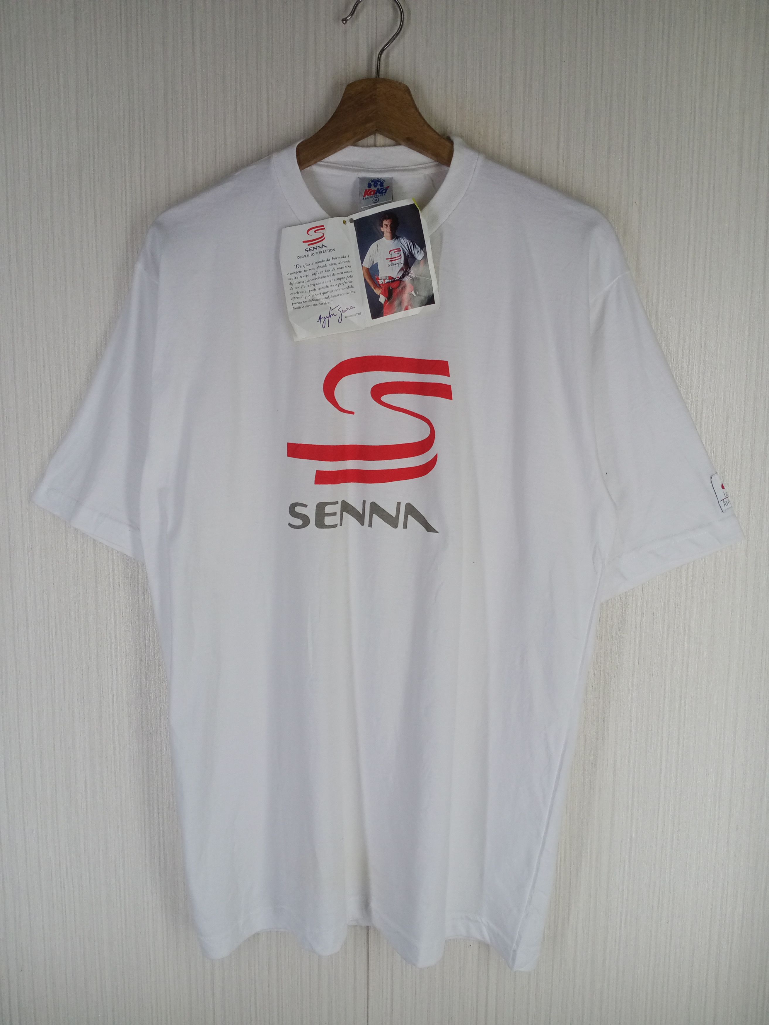 Formula 1 Rare Vintage 90s Ayrton Senna Formula One Tshirt Size US M / EU 48-50 / 2 - 1 Thumbnail