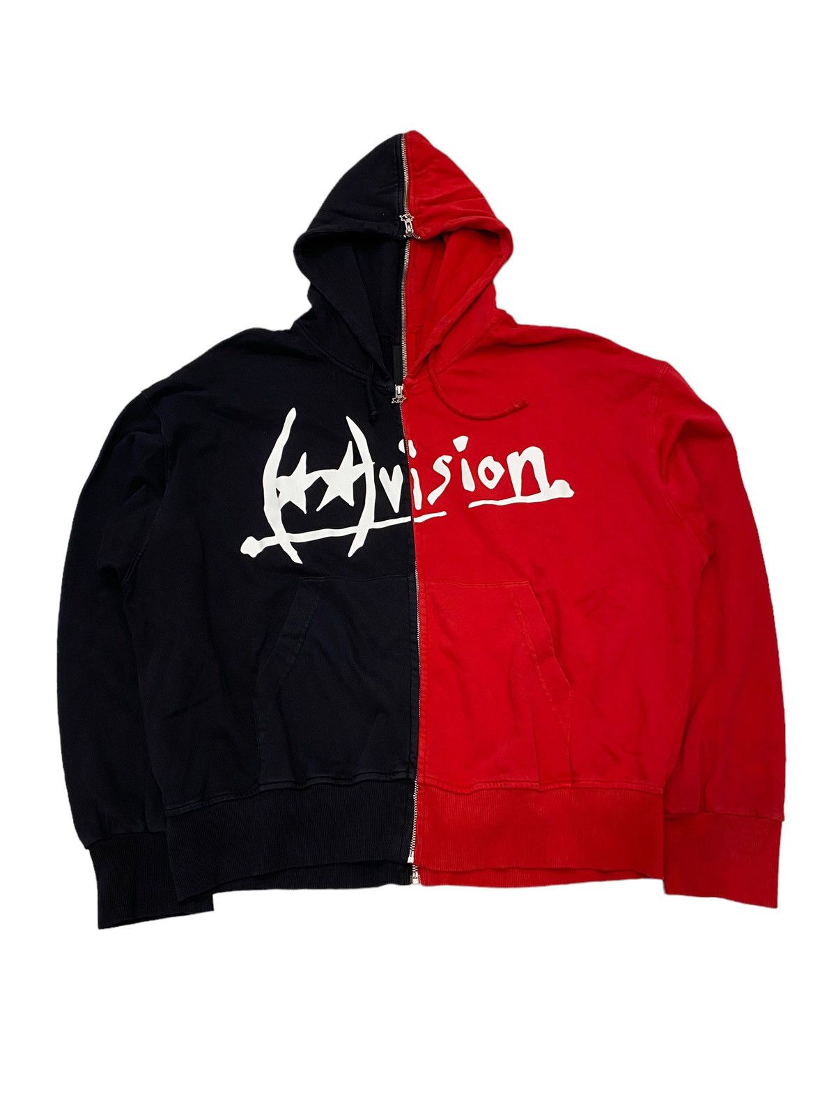 Designer (Di)vision Split Zip Up Spell Out Hoodie Sweatshirt Size US M / EU 48-50 / 2 - 1 Thumbnail