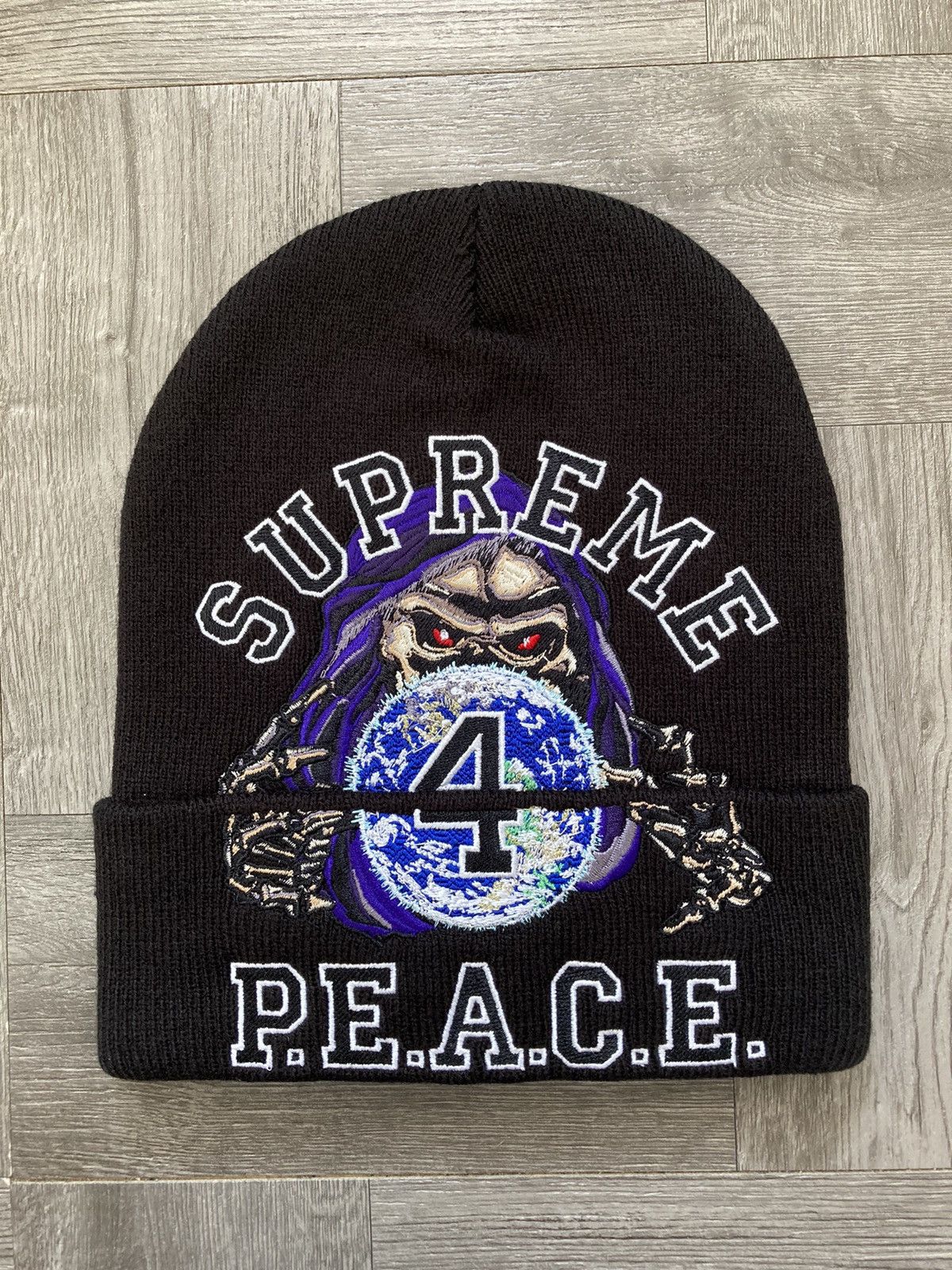 特注製品 Supreme Peace Embroidered Beanie Black | w.ouni.org