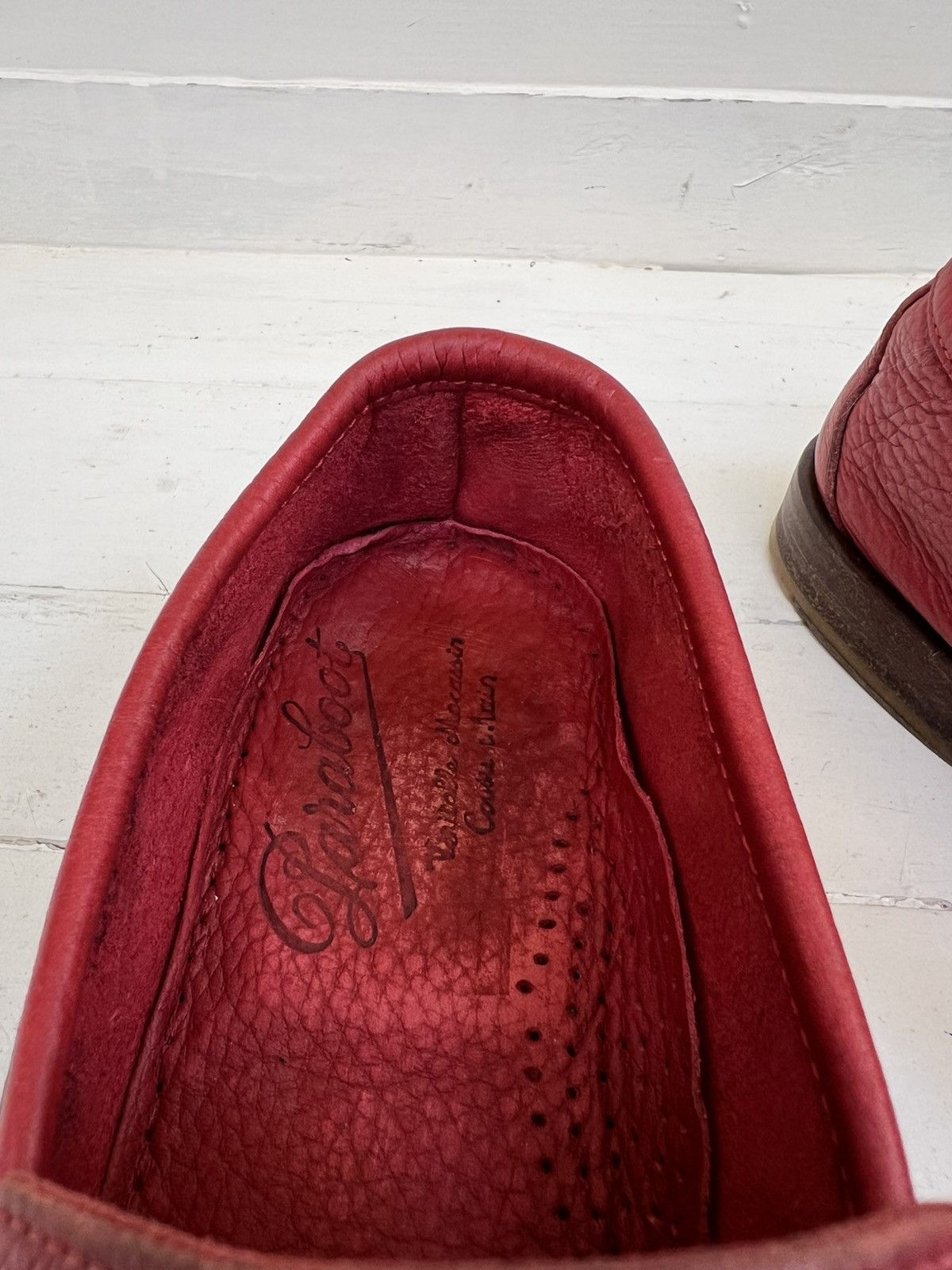 Paraboot Paraboot Veritable Mocassin Red Leather Boat Shoe Size US 7 / IT 37 - 15 Thumbnail