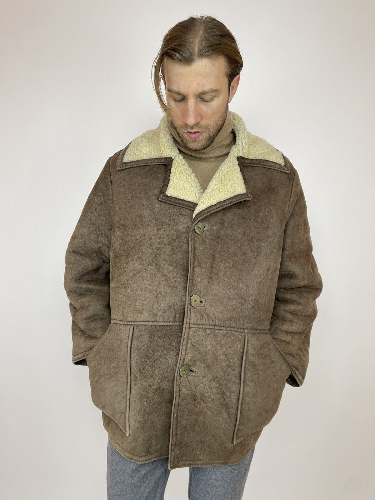 Other antartex Vintage SHEEPSKIN Coat made In Scotland size M-L Size US L / EU 52-54 / 3 - 5 Thumbnail