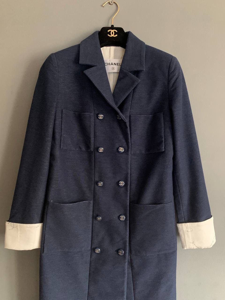 Chanel Chanel Jacket Coat CC Women Double Breasted Logo Blue Sz:36 Size S / US 4 / IT 40 - 7 Thumbnail