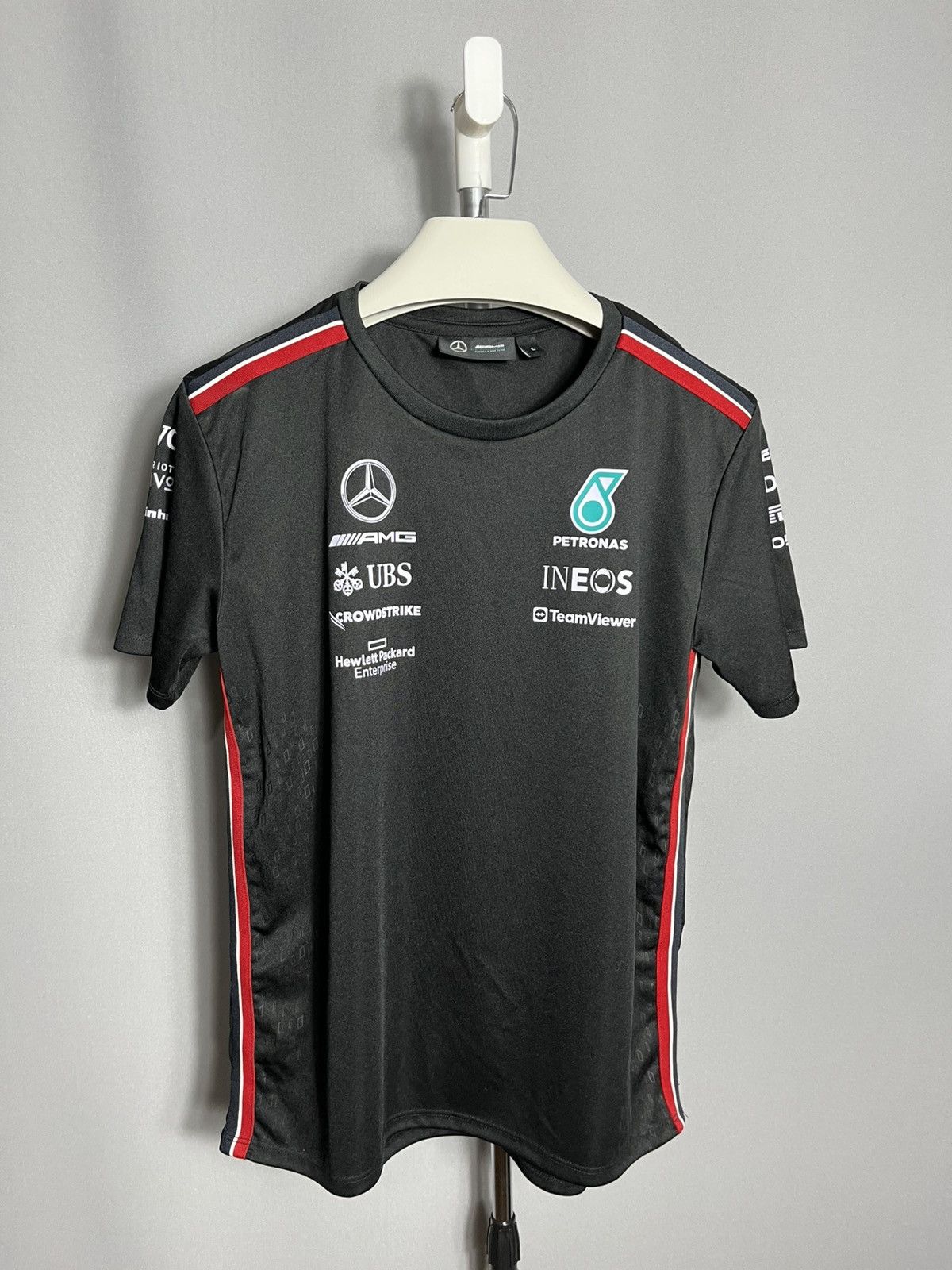 Mercedes-Benz Mercedes AMG Petronas F1 woman’s t-shirt black shorts sleeve Size L / US 10 / IT 46 - 1 Thumbnail